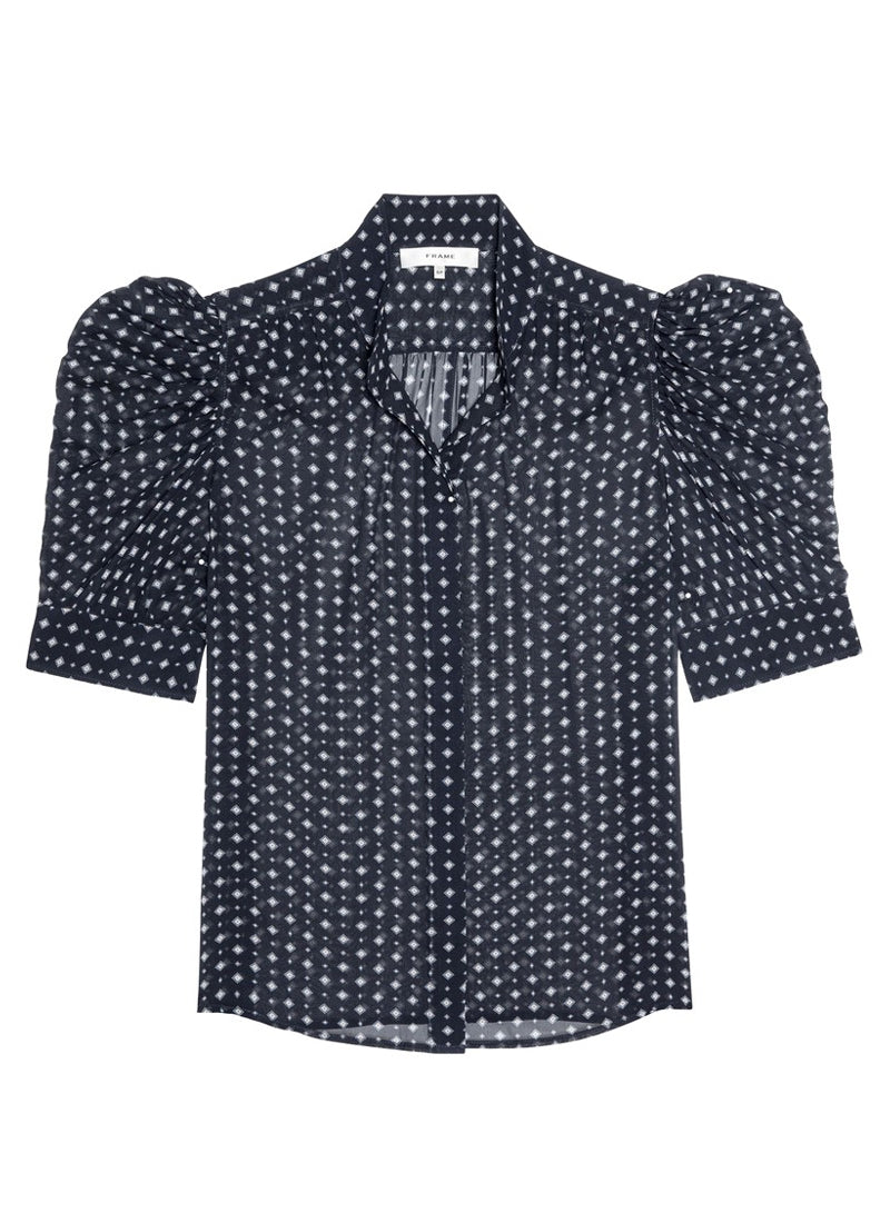 Frame Denim | The Tie Print Gillian Top - Navy Multi