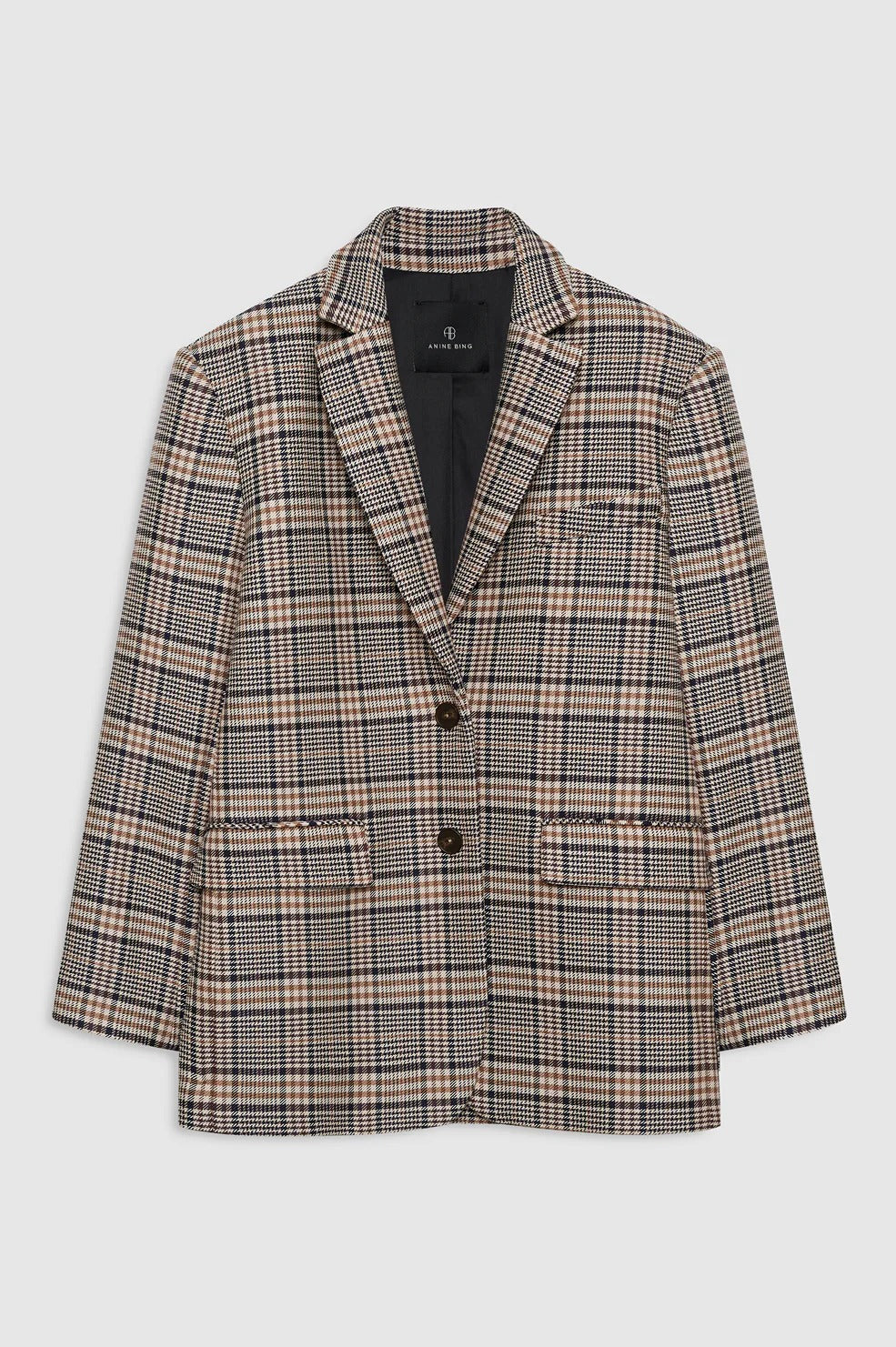 Anine Bing | Quinn Blazer - Beige & Navy Checks