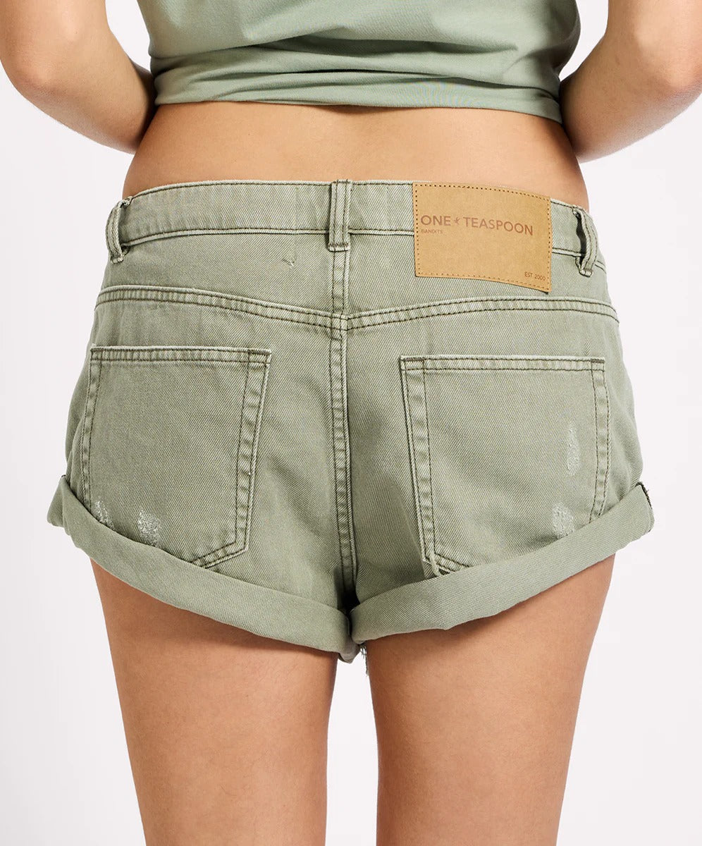 One Teaspoon | Bandit Low Waist Denim Short - Super Khaki