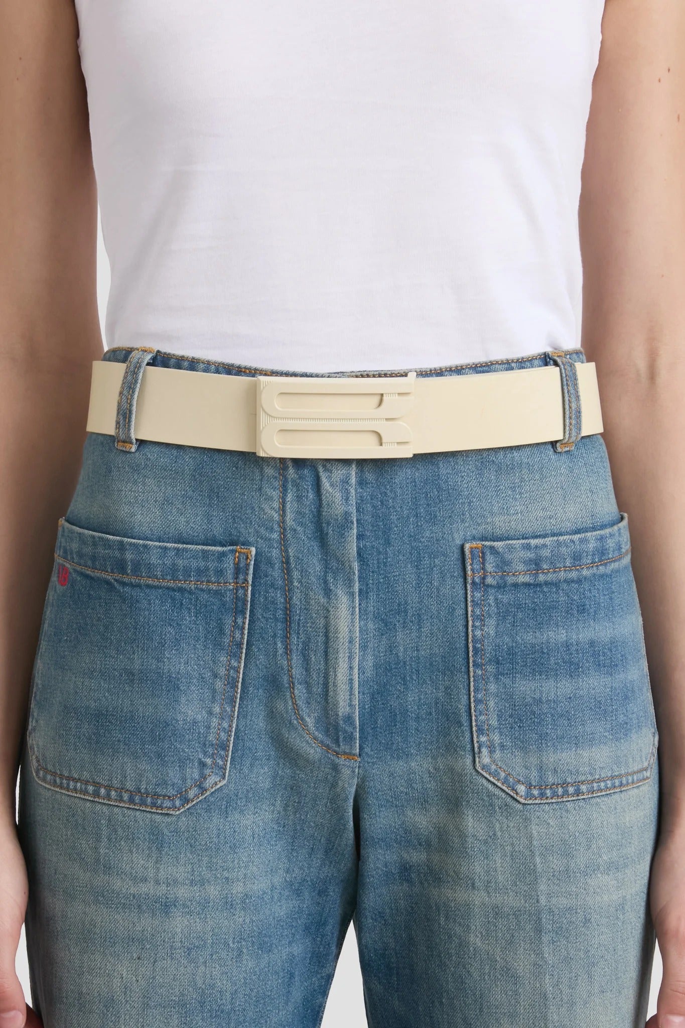 Victoria Beckham | Tonal Jumbo Frame Belt - Ivory