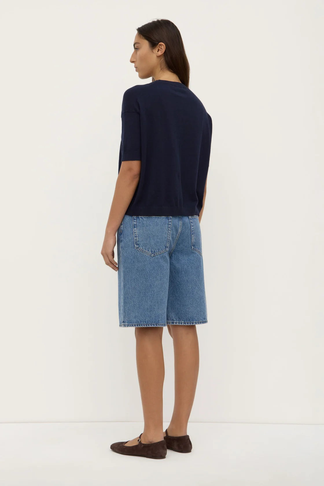 Assembly Label | Vanya Cotton Cashmere Knit Tee - True Navy