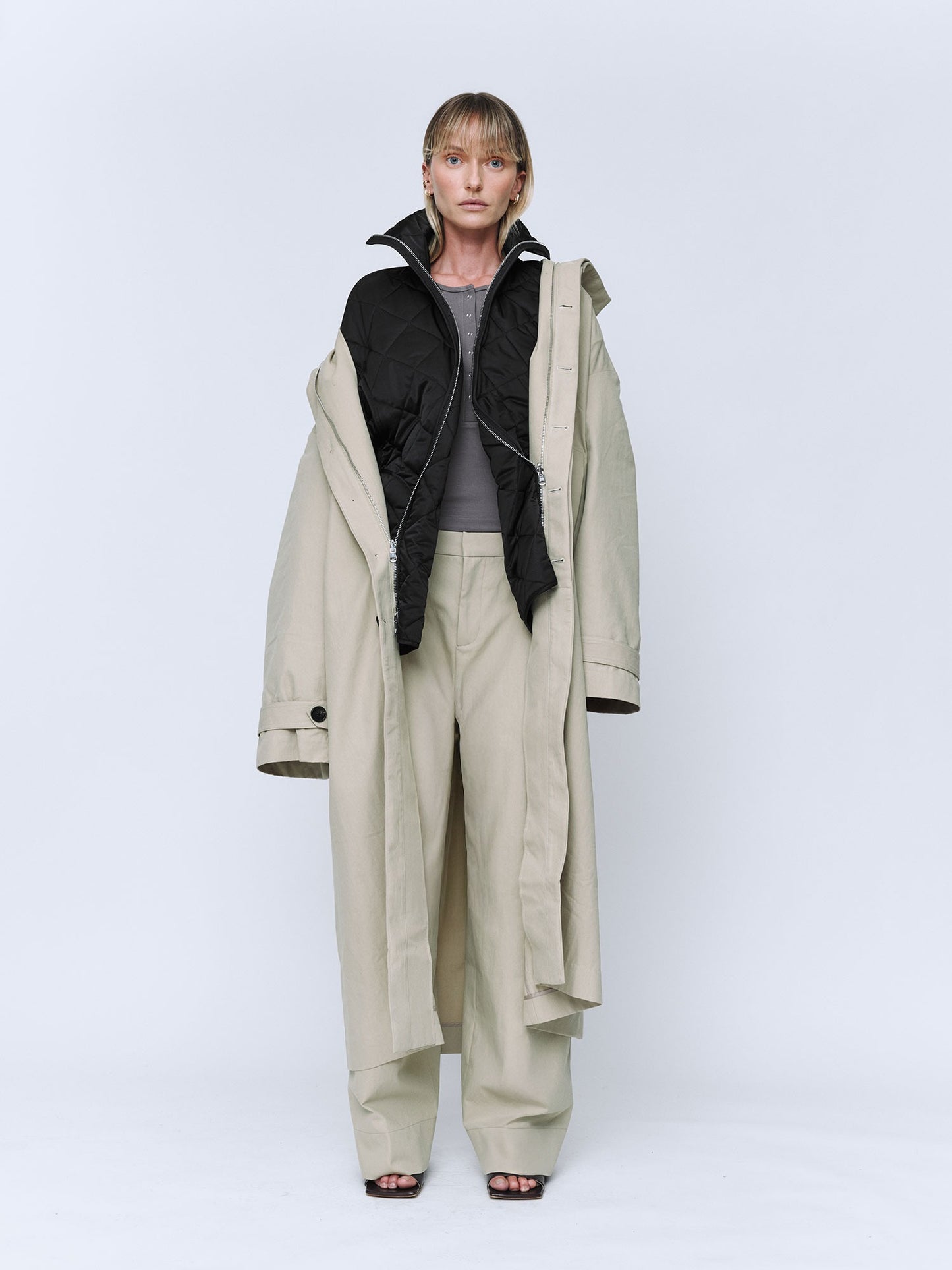 Wynn Hamlyn | Quilted Trench Coat - Taupe