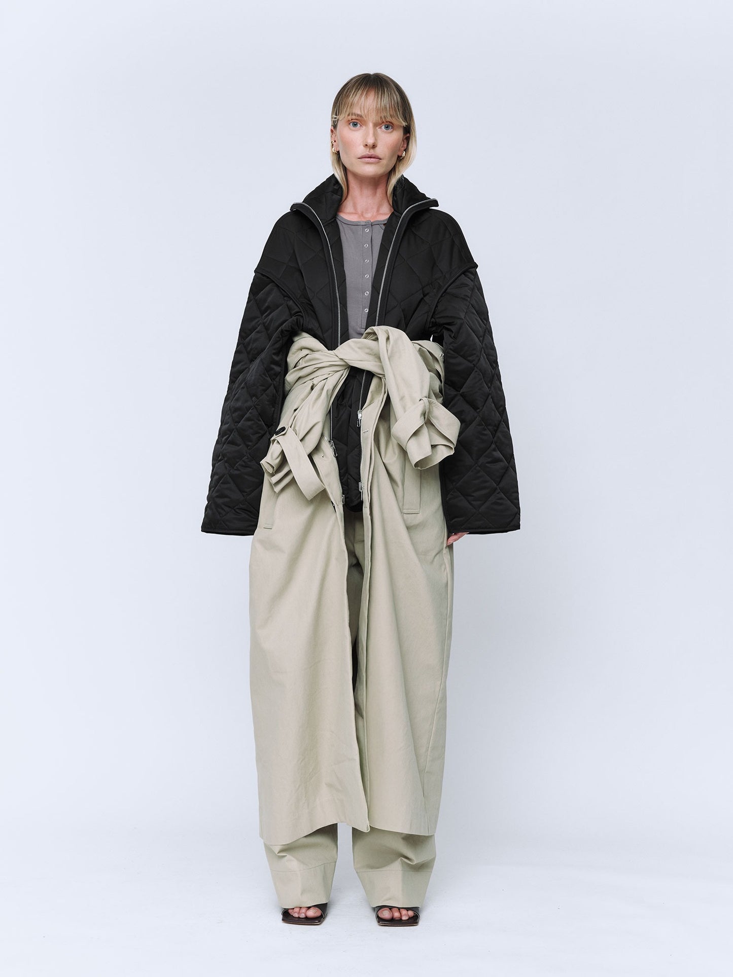 Wynn Hamlyn | Quilted Trench Coat - Taupe