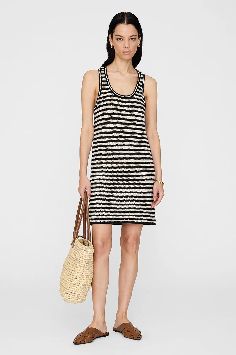 Anine Bing | Arie Dress - Black & Ivory Stripe