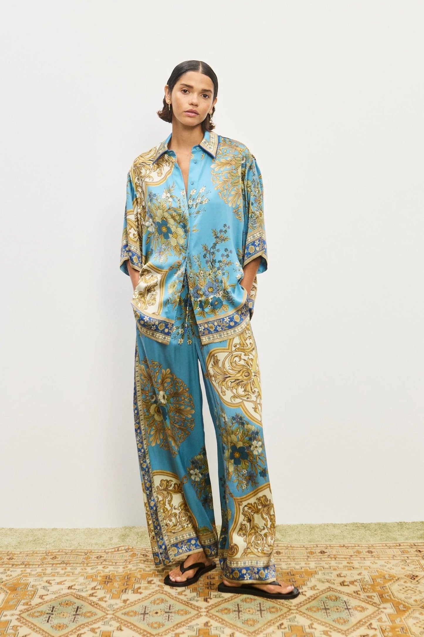 Alemais | Cassie Silk Pant - Blue