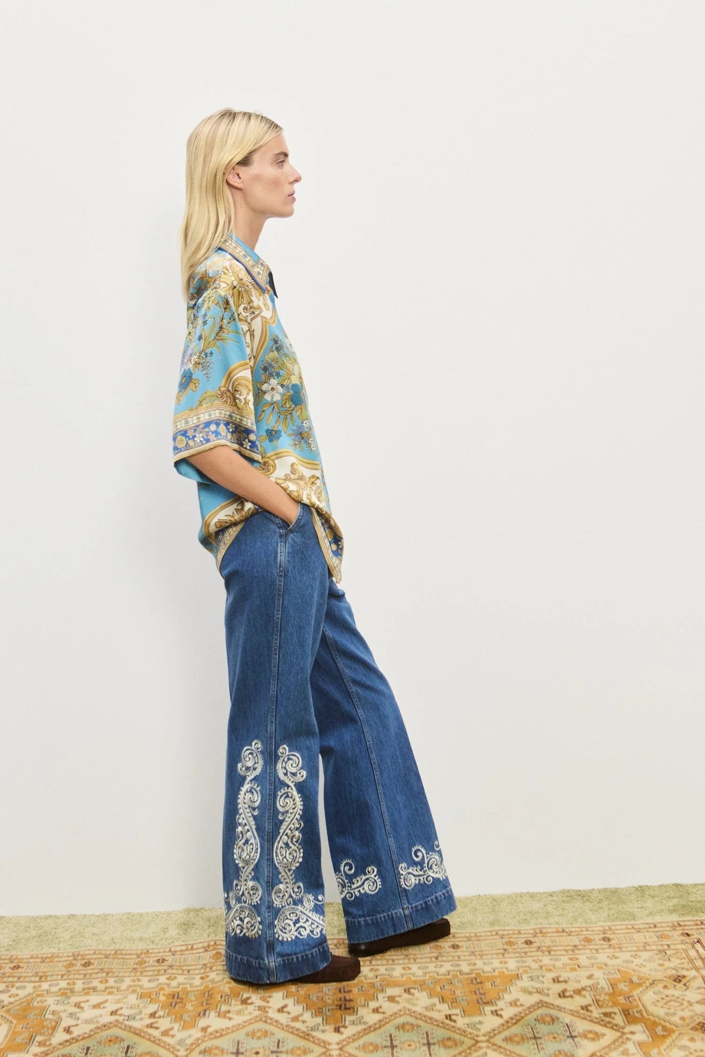 Alemais | Cassie Silk Shirt - Blue