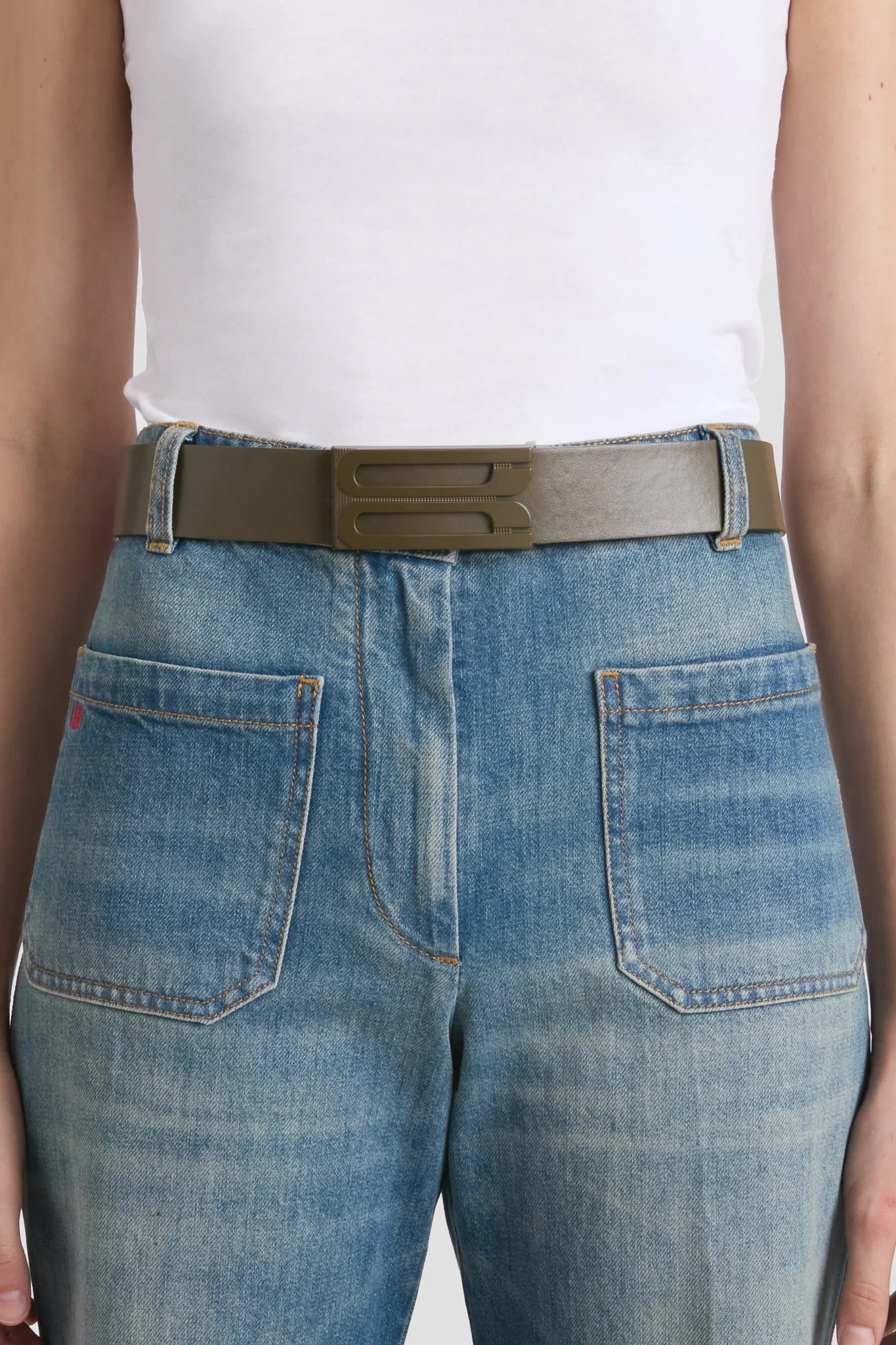 Victoria Beckham | Tonal Jumbo Frame Belt - Dark Khaki