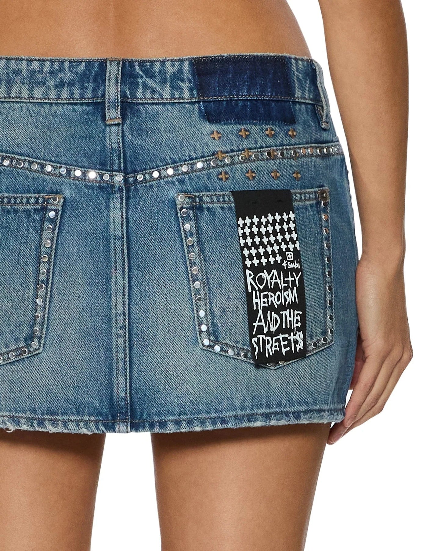 Ksubi | Micro Mini Skirt - Texas Blue Studded