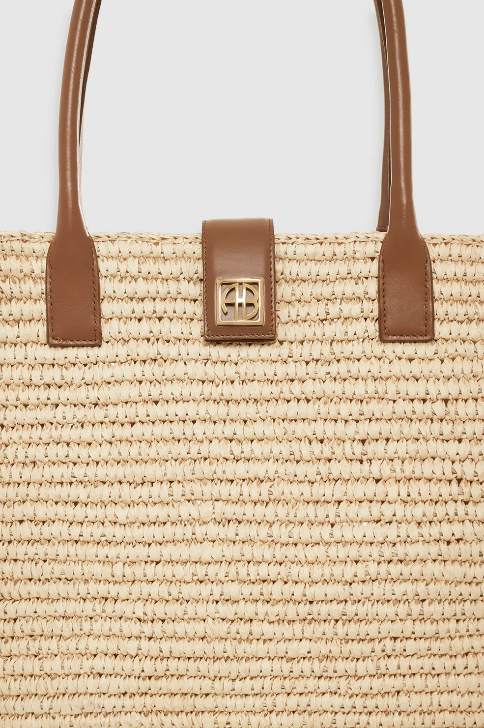 Anine Bing | Lou Tote Monogram - Natural With Cognac