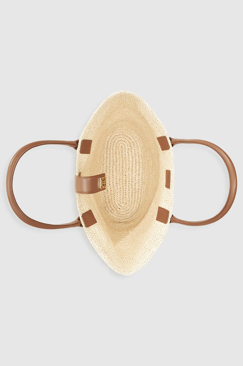 Anine Bing | Lou Tote Monogram - Natural With Cognac