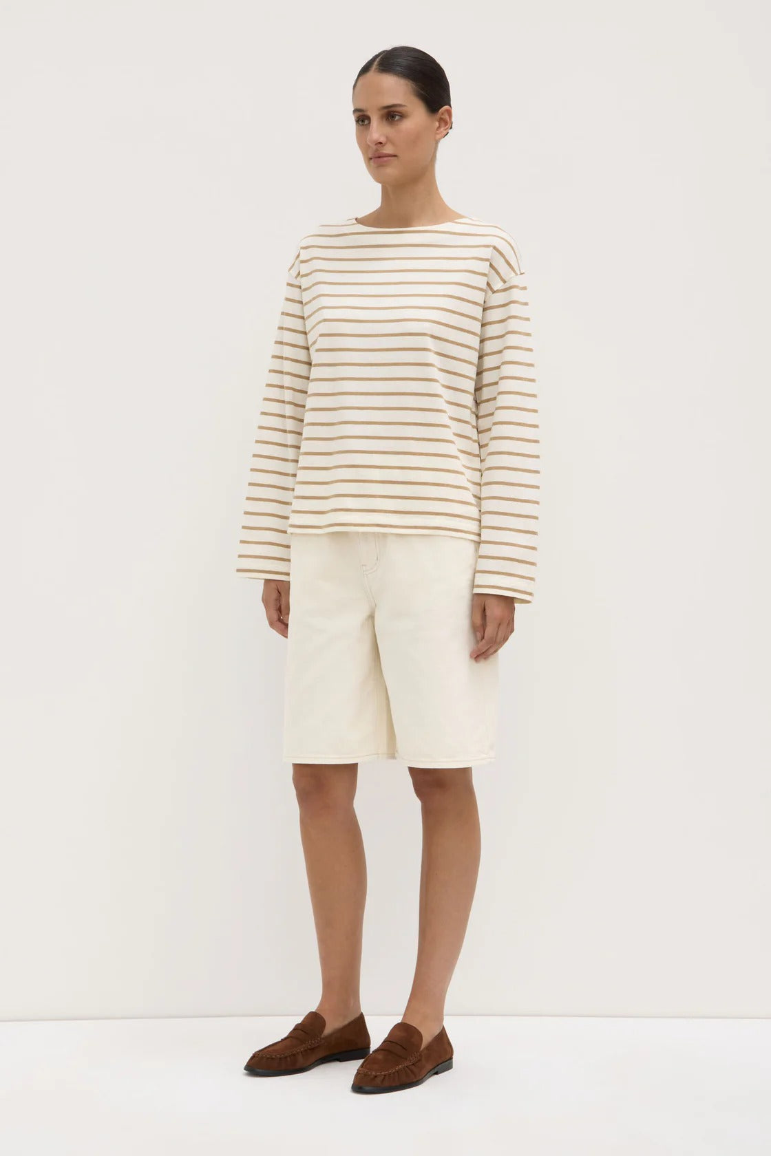 Assembly Label | Bonne Long Sleeve Tee - Tan/Antique White