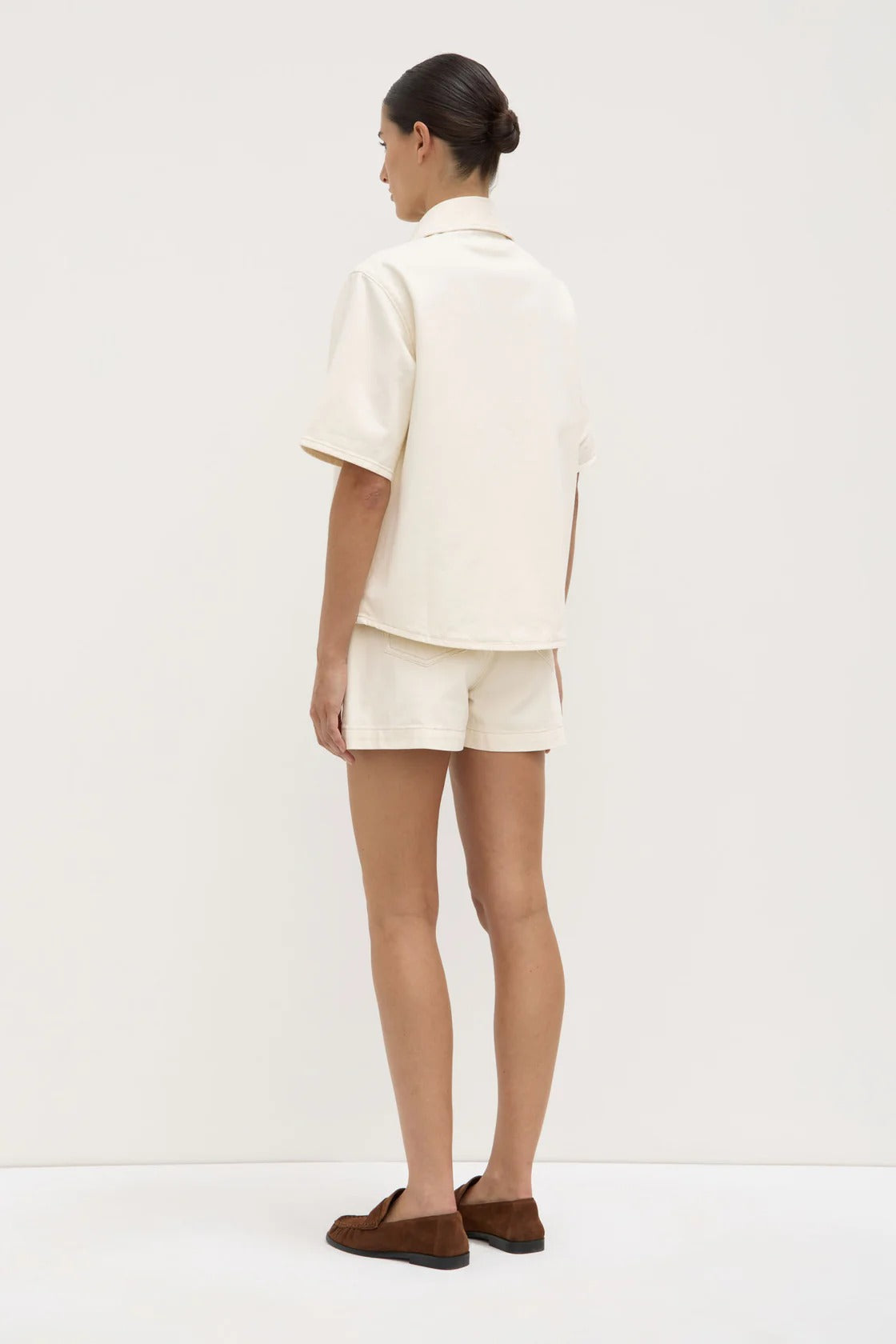 Assembly Label | Boxy Denim Short Sleeve Shirt - Ecru