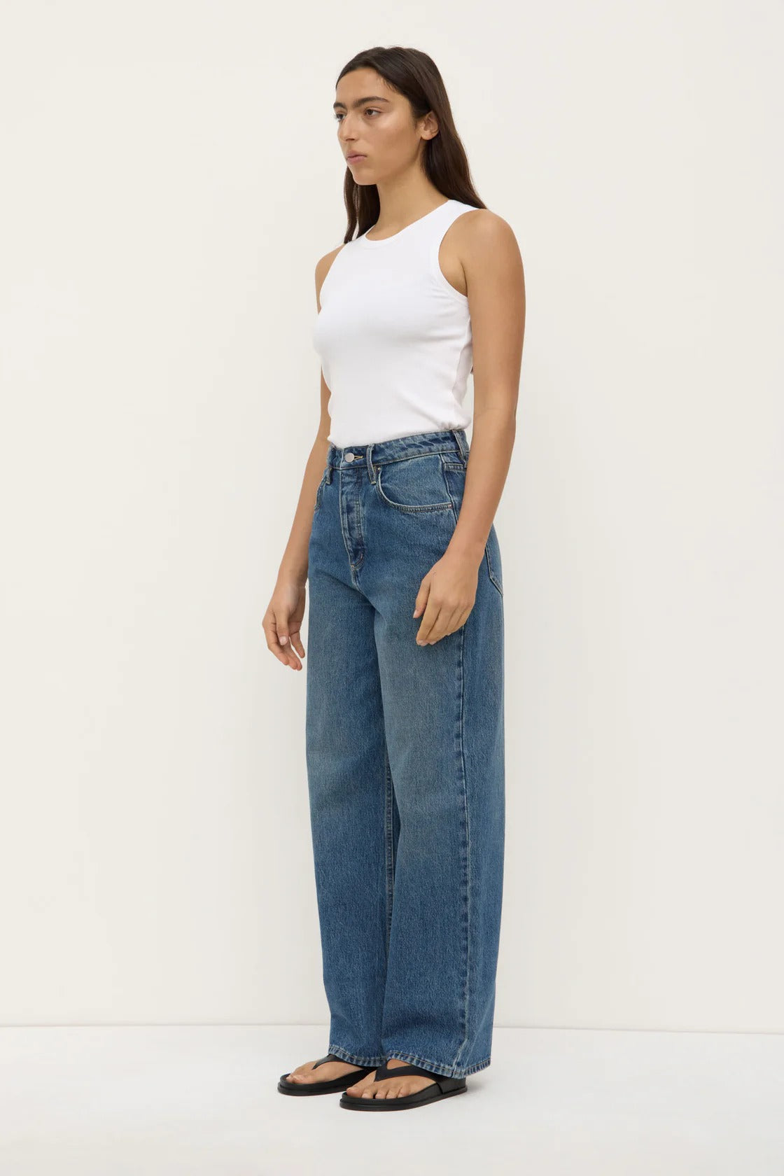 Assembly Label | Oversized High Rise Jean - Dark Indigo Fade