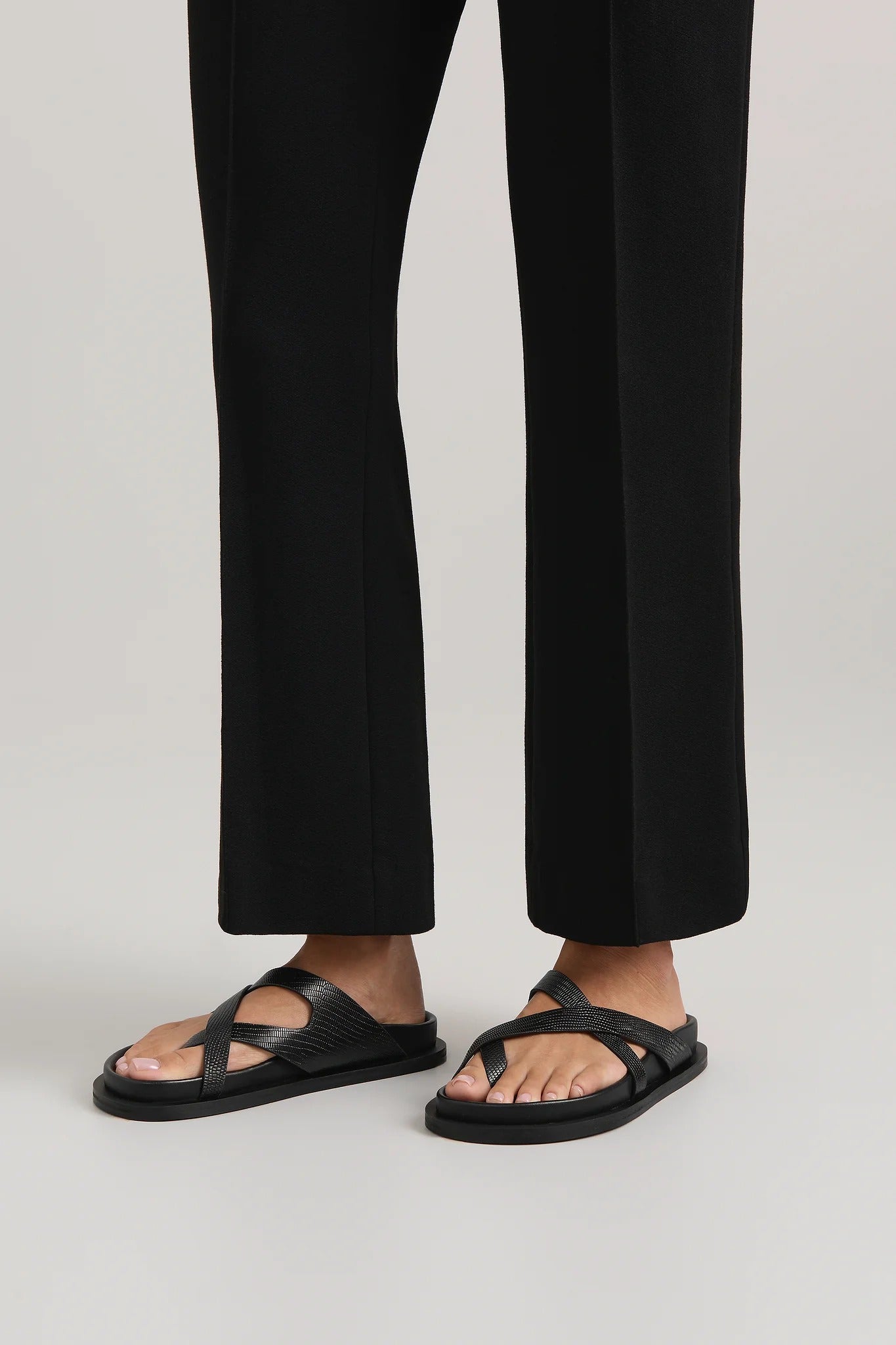 A.Emery | The Claude Sandal - Black Embossed Lizard