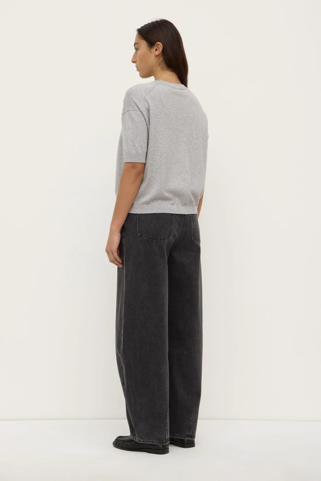 Assembly Label | Vanya Cotton Cashmere Knit Tee - Grey Marle