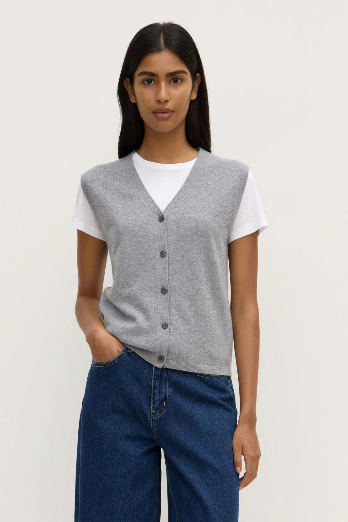 Assembly Label | Lara Cashmere Knit Tank - Grey Marle