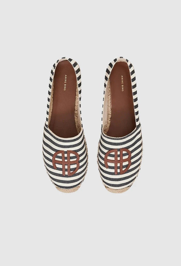 Anine Bing | Paloma Espadrilles - Black/Natural Stripe