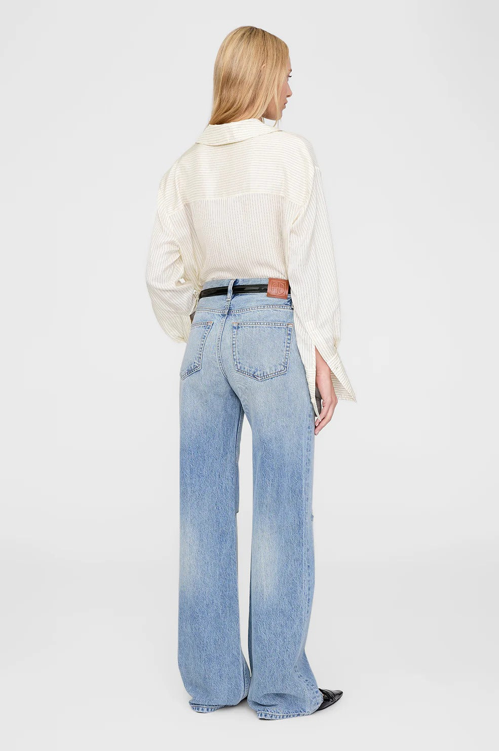 Anine Bing | Bridget Shirt - Ivory & Black Pinstripe