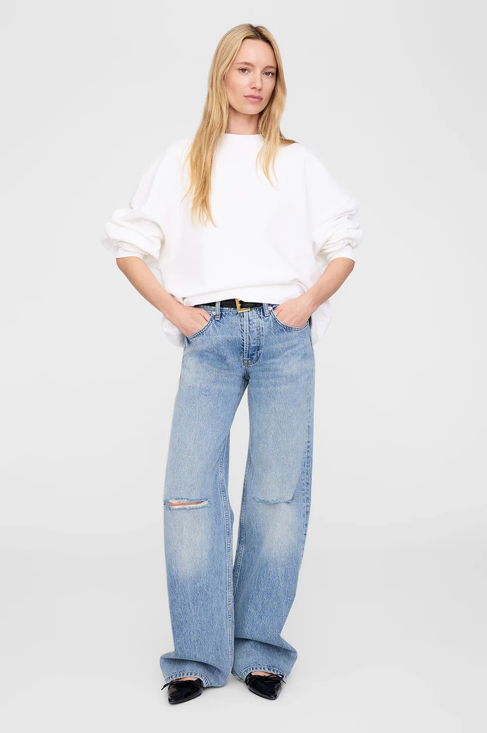 Anine Bing | Miles Sweatshirt Framed Monogram - Off White