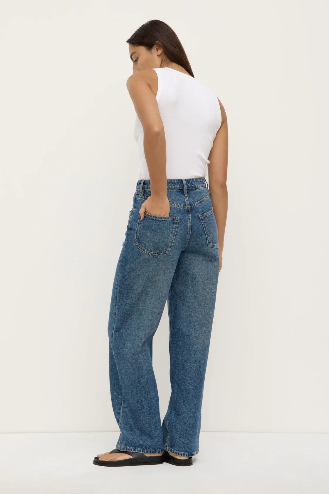 Assembly Label | Oversized High Rise Jean - Dark Indigo Fade