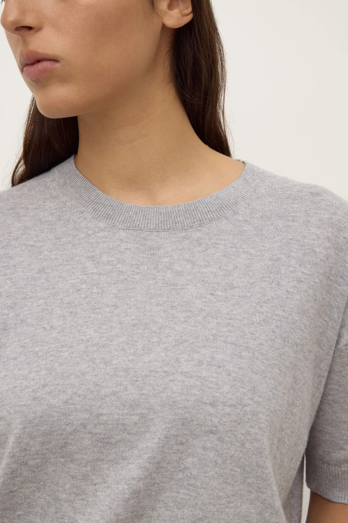 Assembly Label | Vanya Cotton Cashmere Knit Tee - Grey Marle