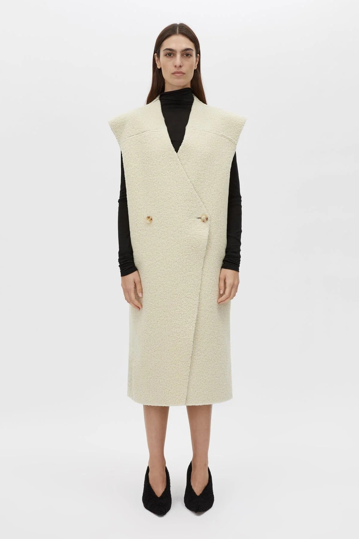 Camilla and Marc | Oswald Reverse Shearling Long Vest - Black