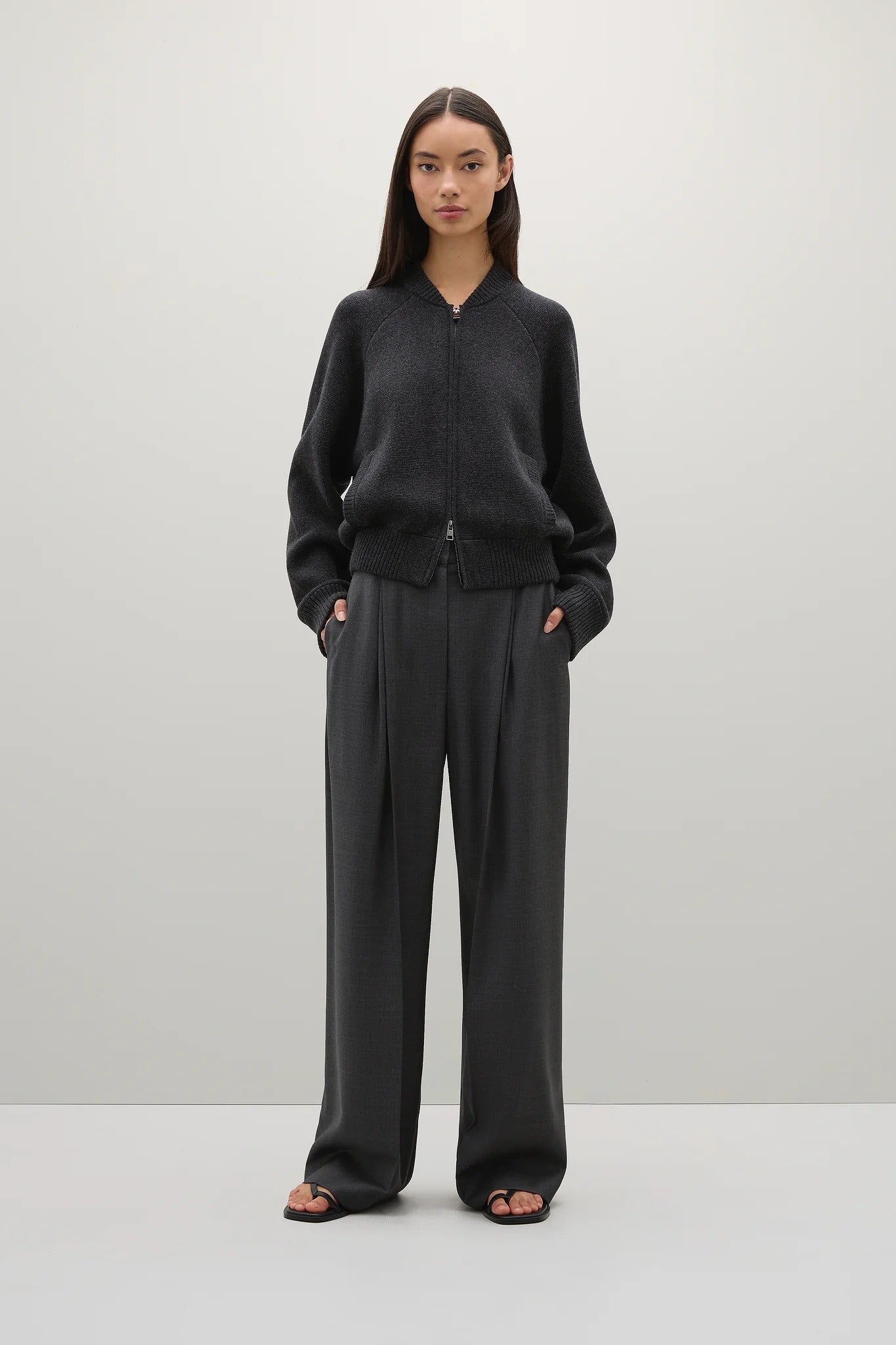 A. Emery | The Herman Knit Bomber - Charcoal Melange