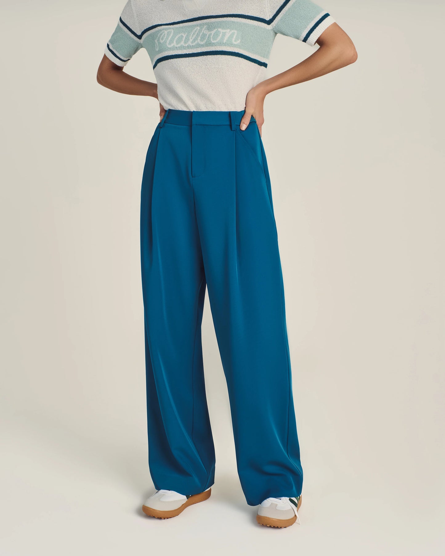 Malbon | Emilia Pleated Trousers - Ocean Multi
