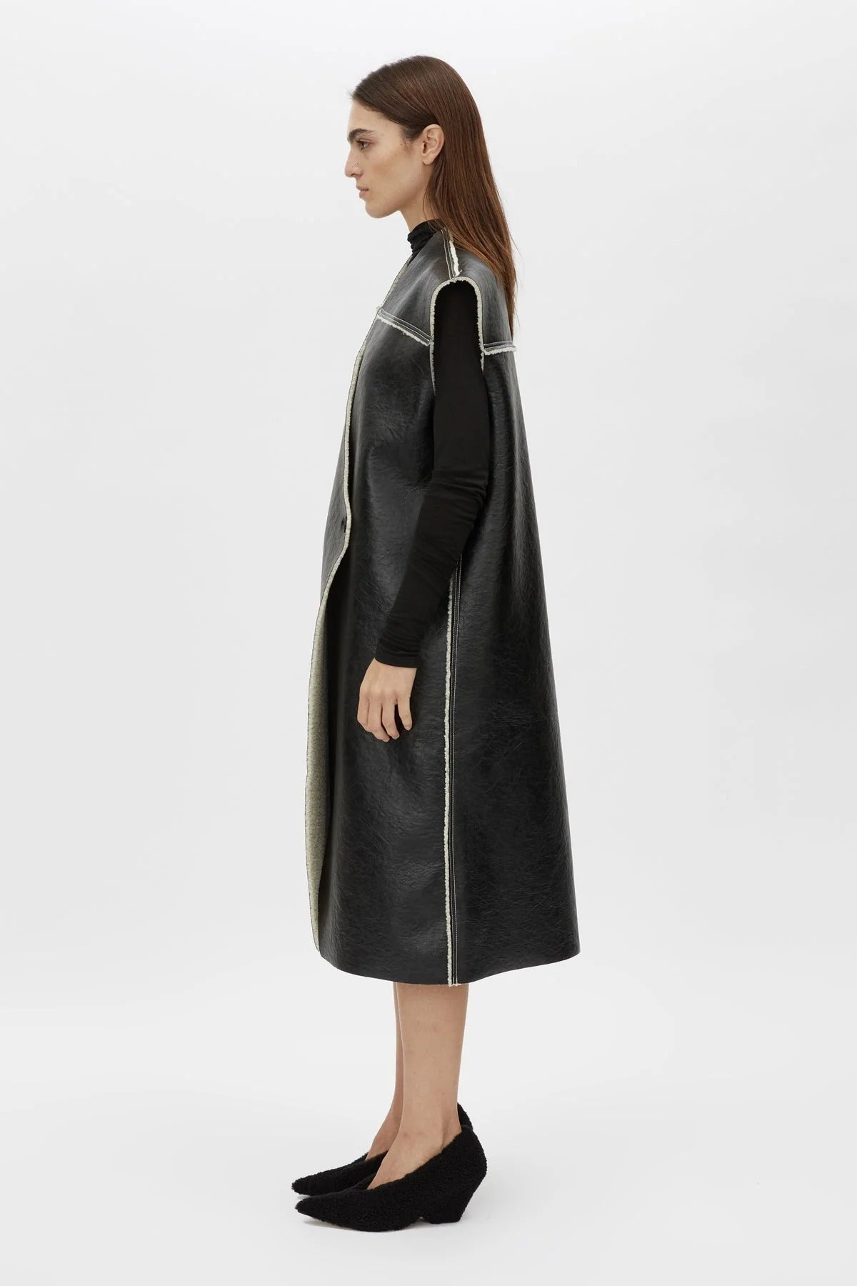 Camilla and Marc | Oswald Reverse Shearling Long Vest - Black