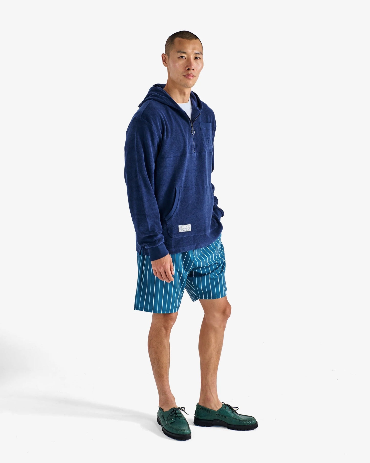 Malbon | Castello French Terry Quarter Zip Hoodie - Ocean