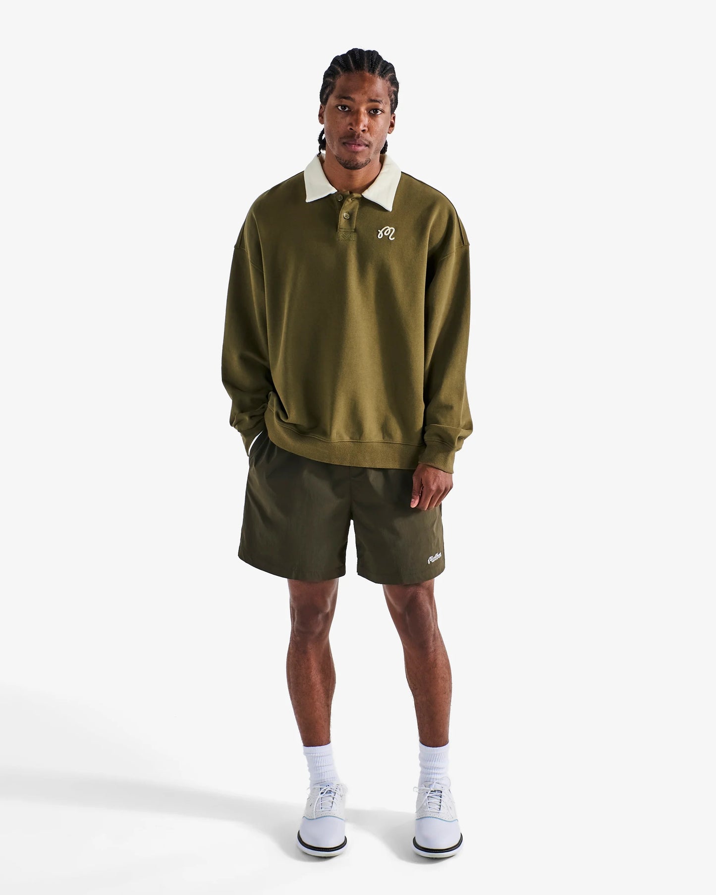 Malbon | Artigianale Collared Crewneck - Cypress Green