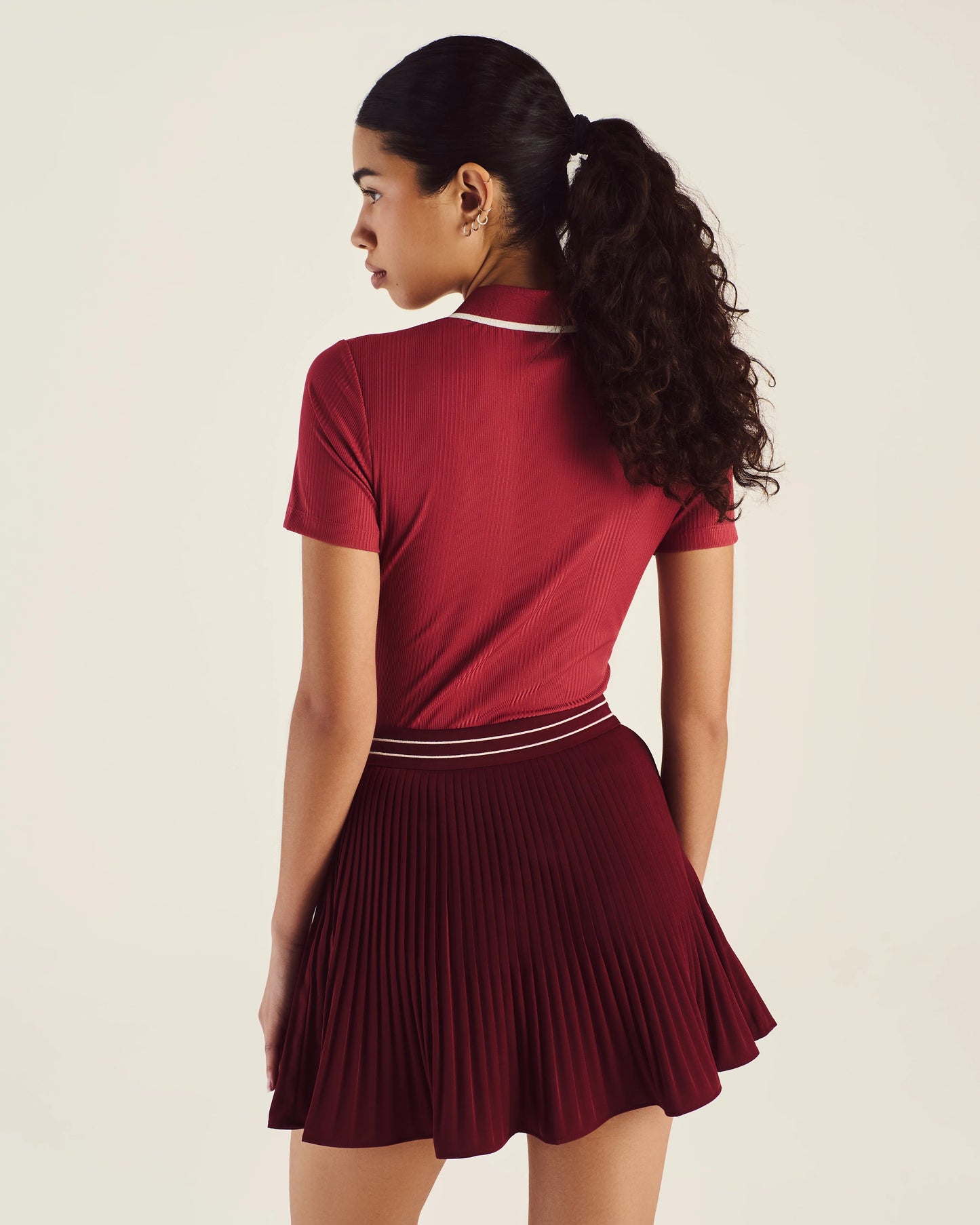 Malbon | Camilla Quarter Zip Polo - Garnet