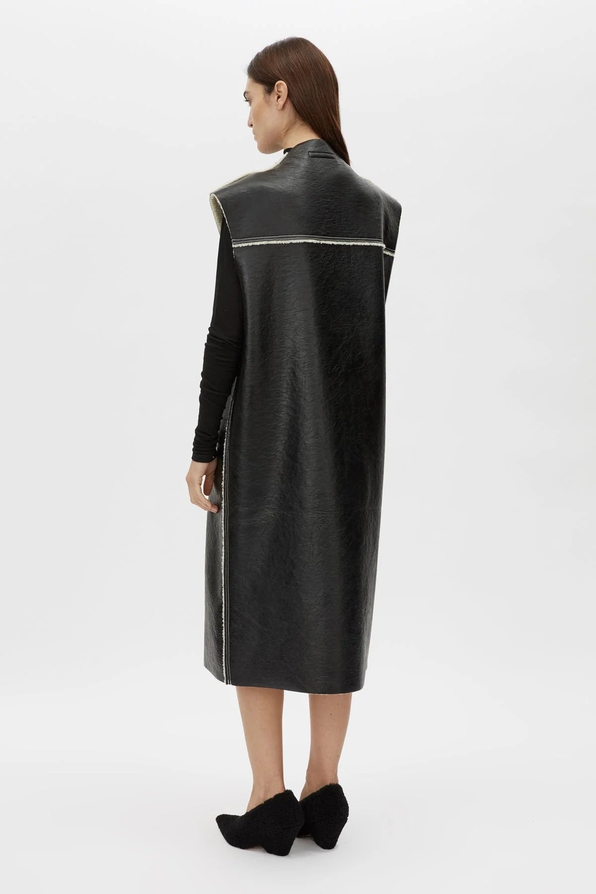 Camilla and Marc | Oswald Reverse Shearling Long Vest - Black