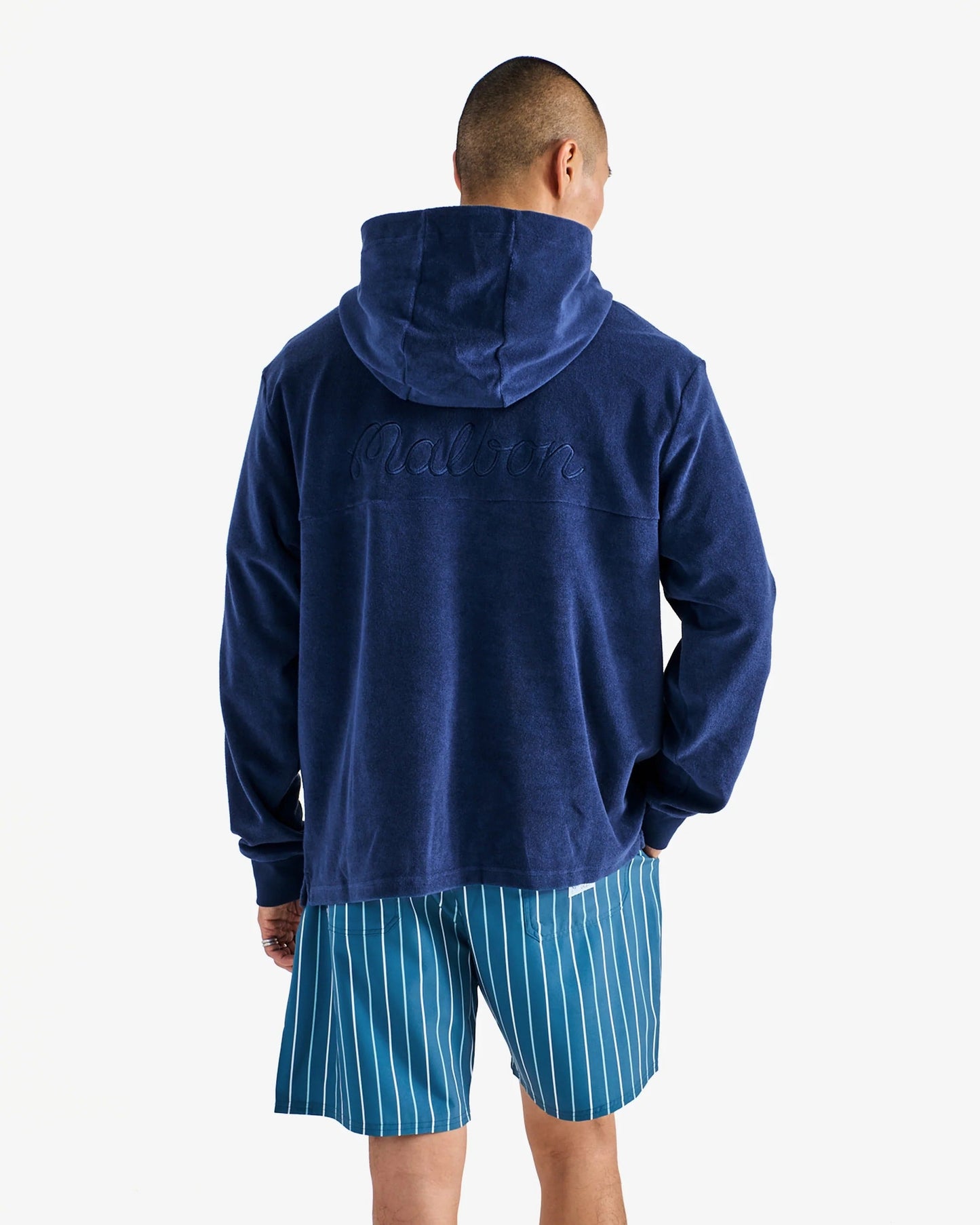 Malbon | Castello French Terry Quarter Zip Hoodie - Ocean