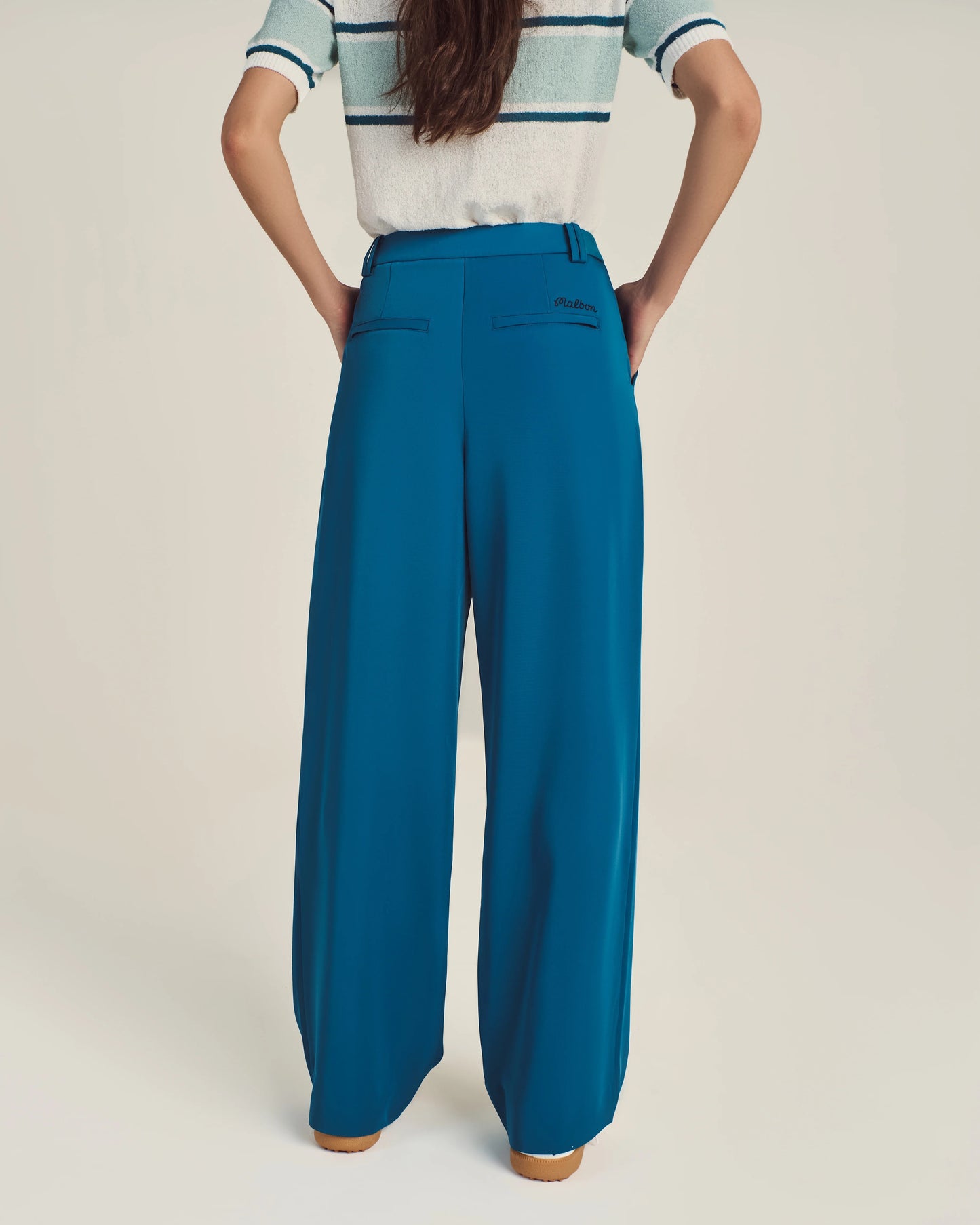 Malbon | Emilia Pleated Trousers - Ocean Multi
