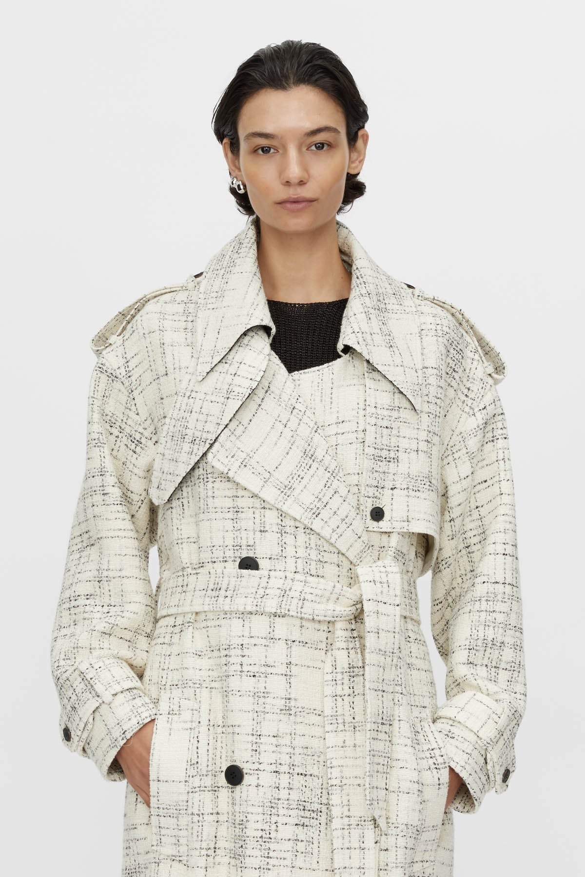Camilla and Marc | Corvina Trench Coat - Cream Cross Hatch