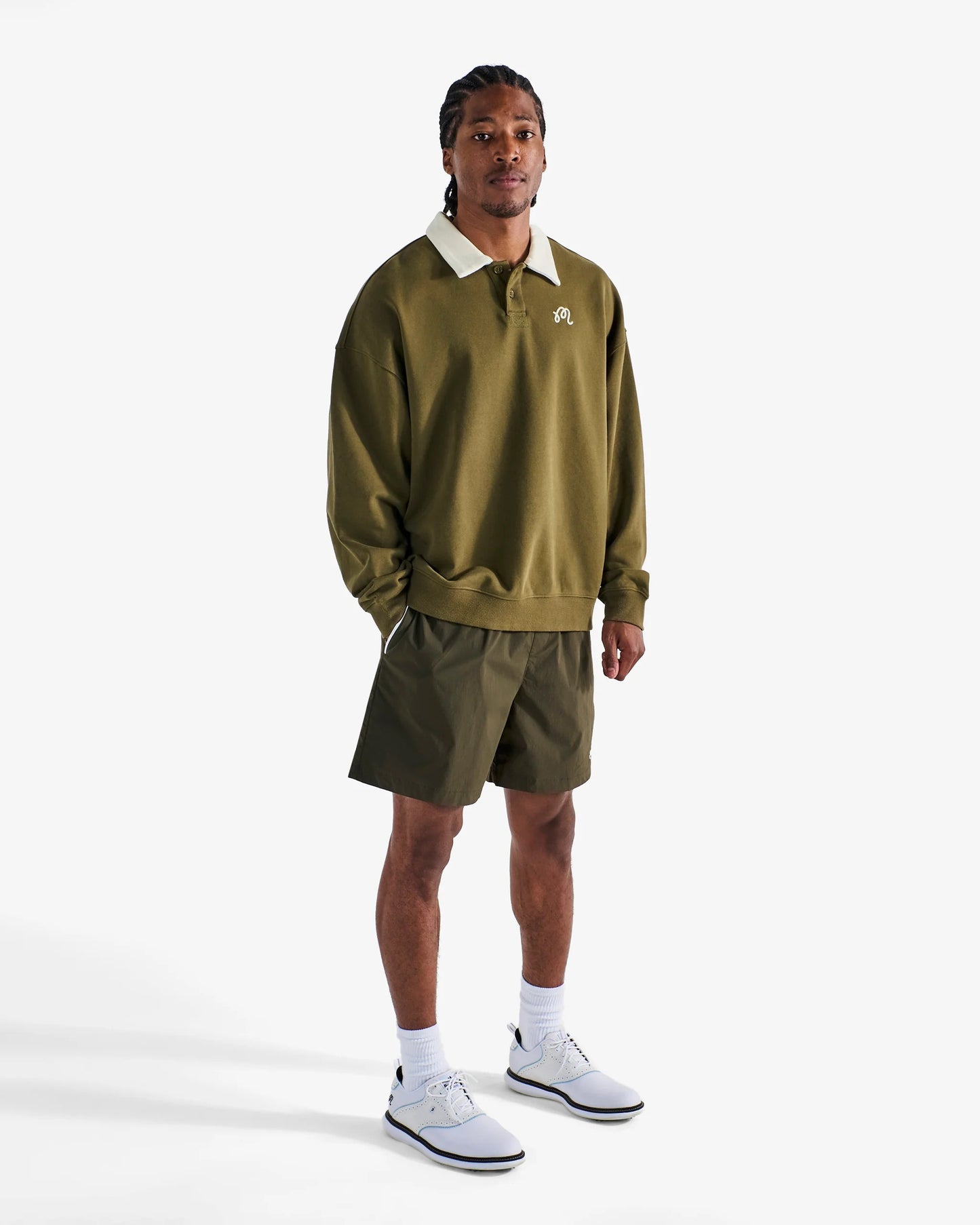 Malbon | Artigianale Collared Crewneck - Cypress Green