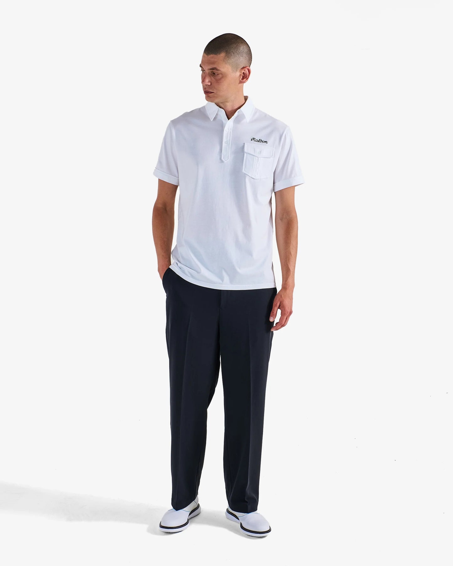 Malbon | Jesper Parnevik Single Pocket Mercerised Cotton Jersey Polo - White
