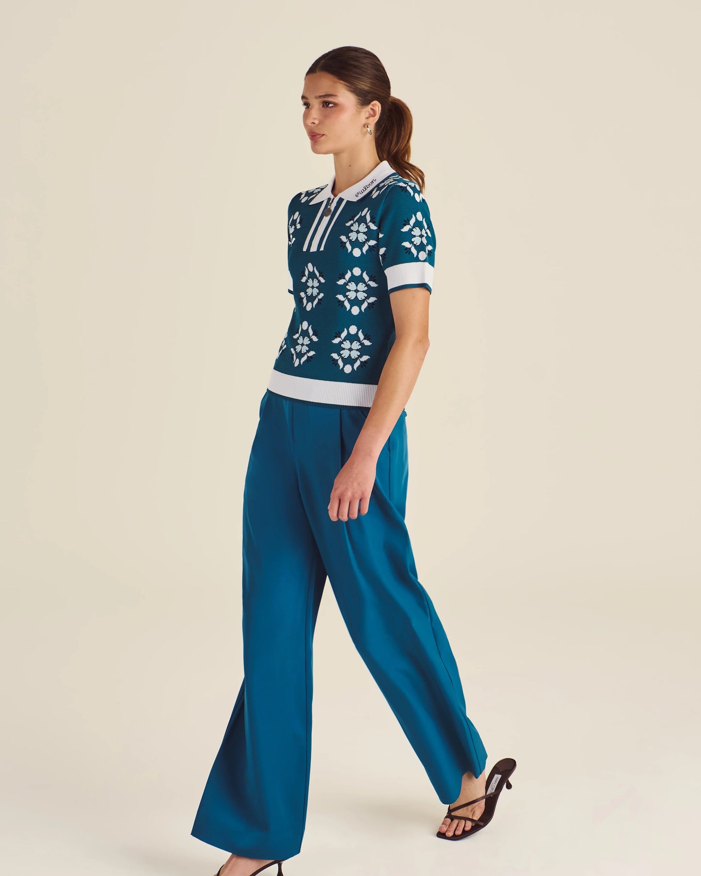Malbon | Emilia Pleated Trousers - Ocean Multi
