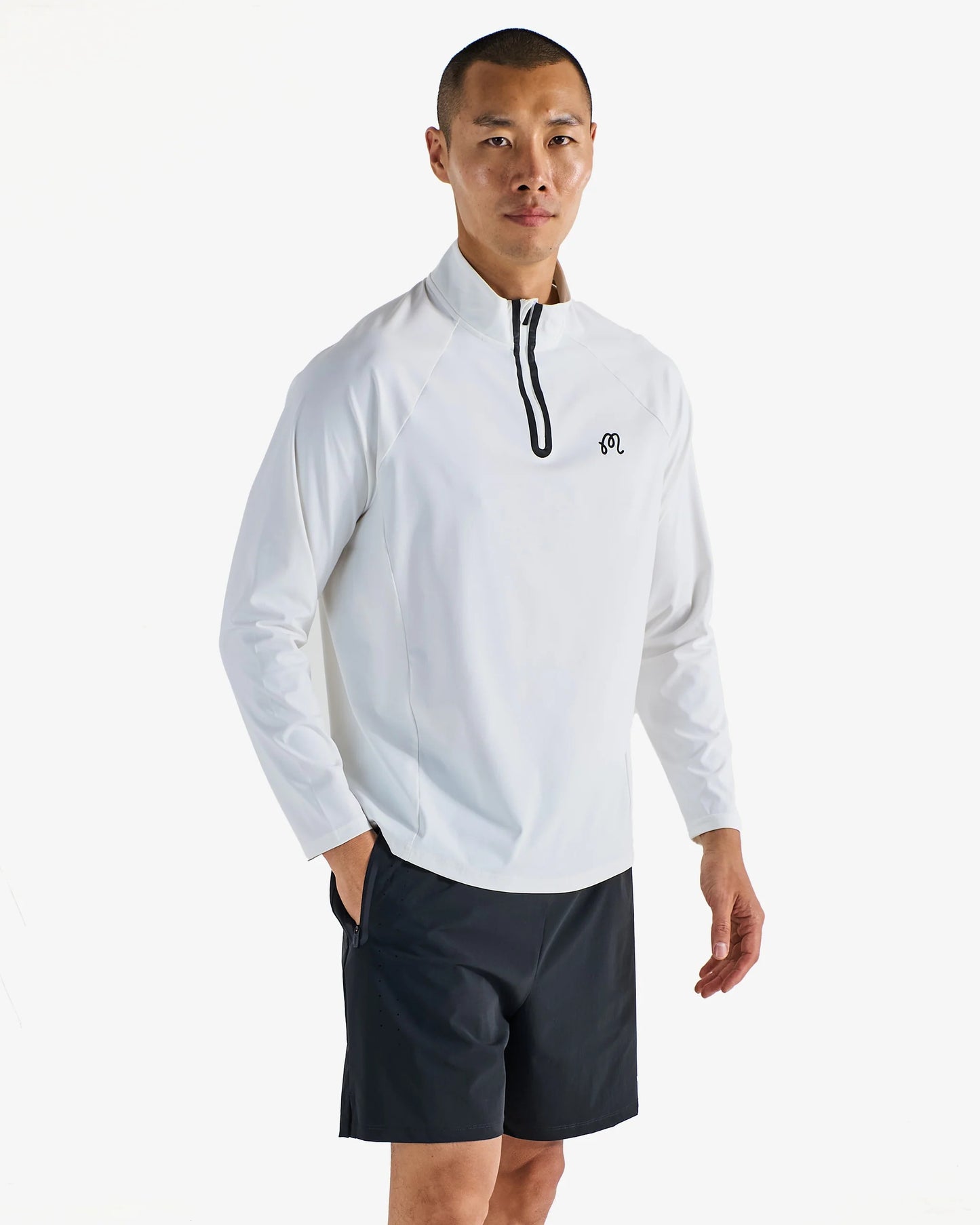 Malbon | Performance Raglan Quarter Zip - White