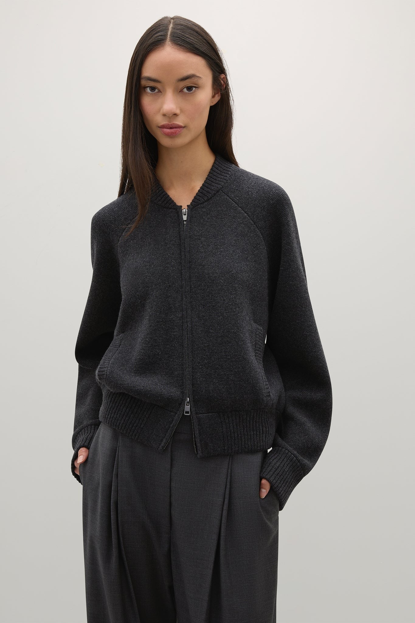 A. Emery | The Herman Knit Bomber - Charcoal Melange