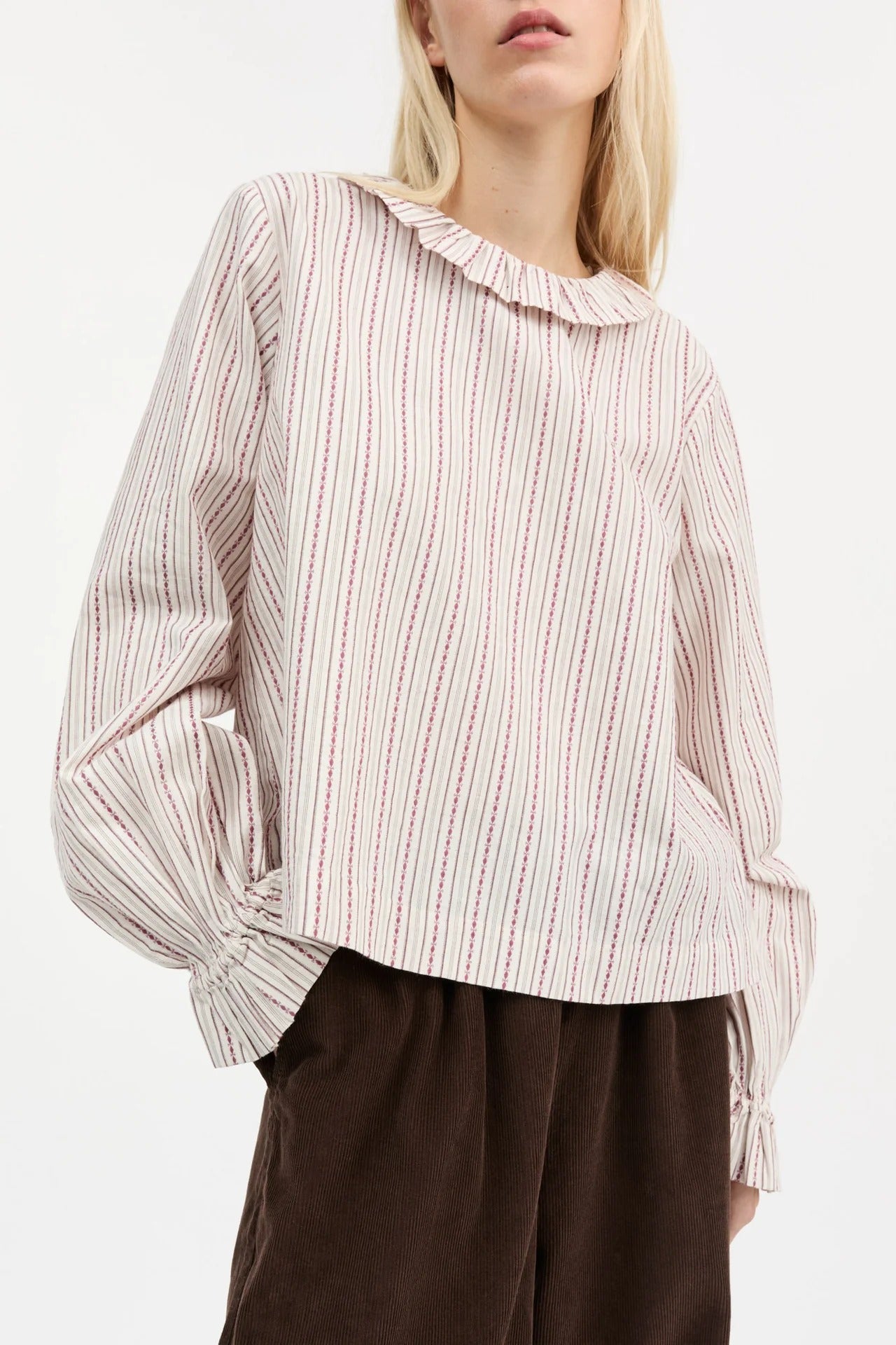 Skall Studio | Cornflower Blouse - Raspberry/Cream stripe