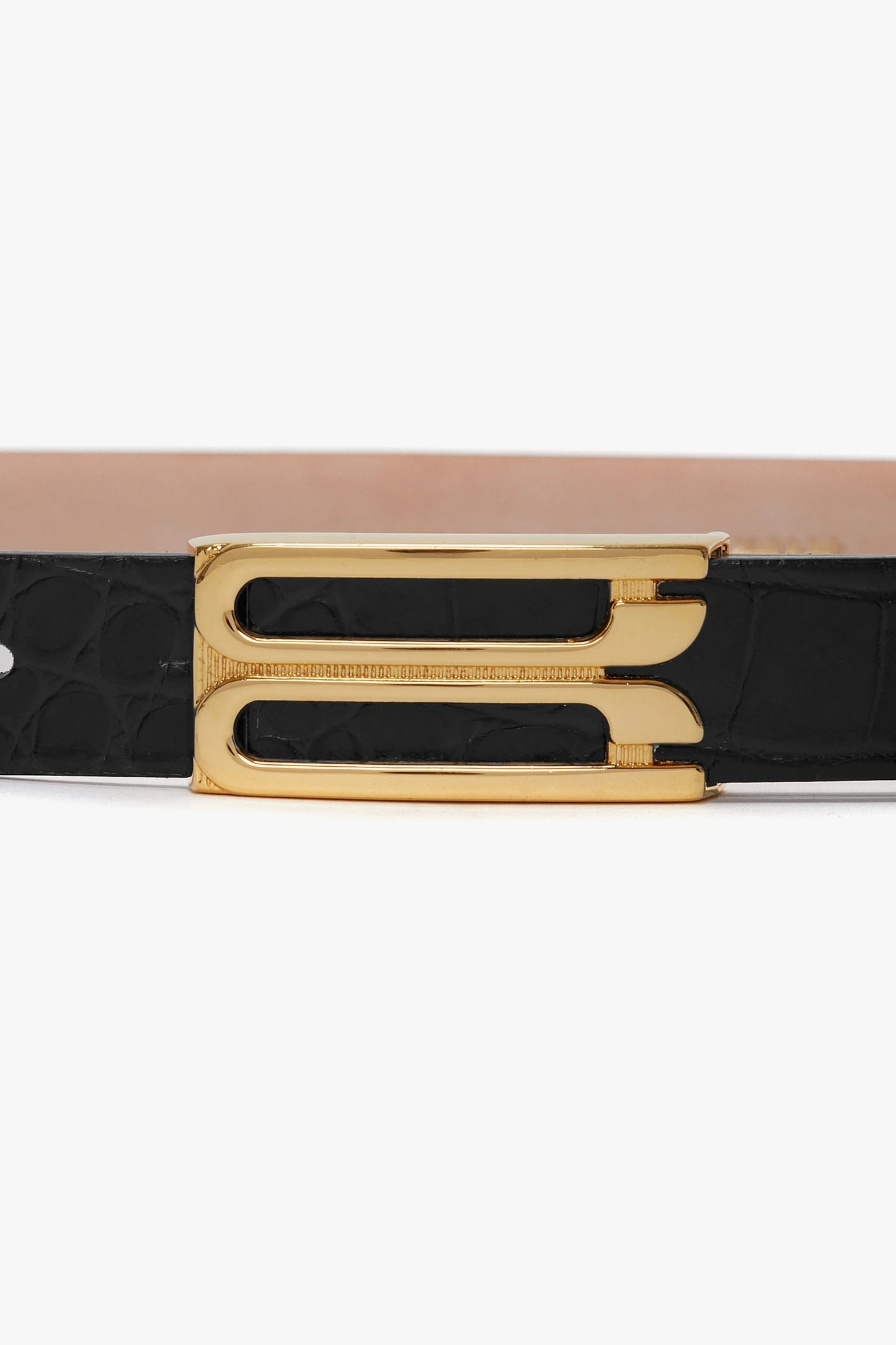 Victoria Beckham | Frame Belt - Black Croc Embossed