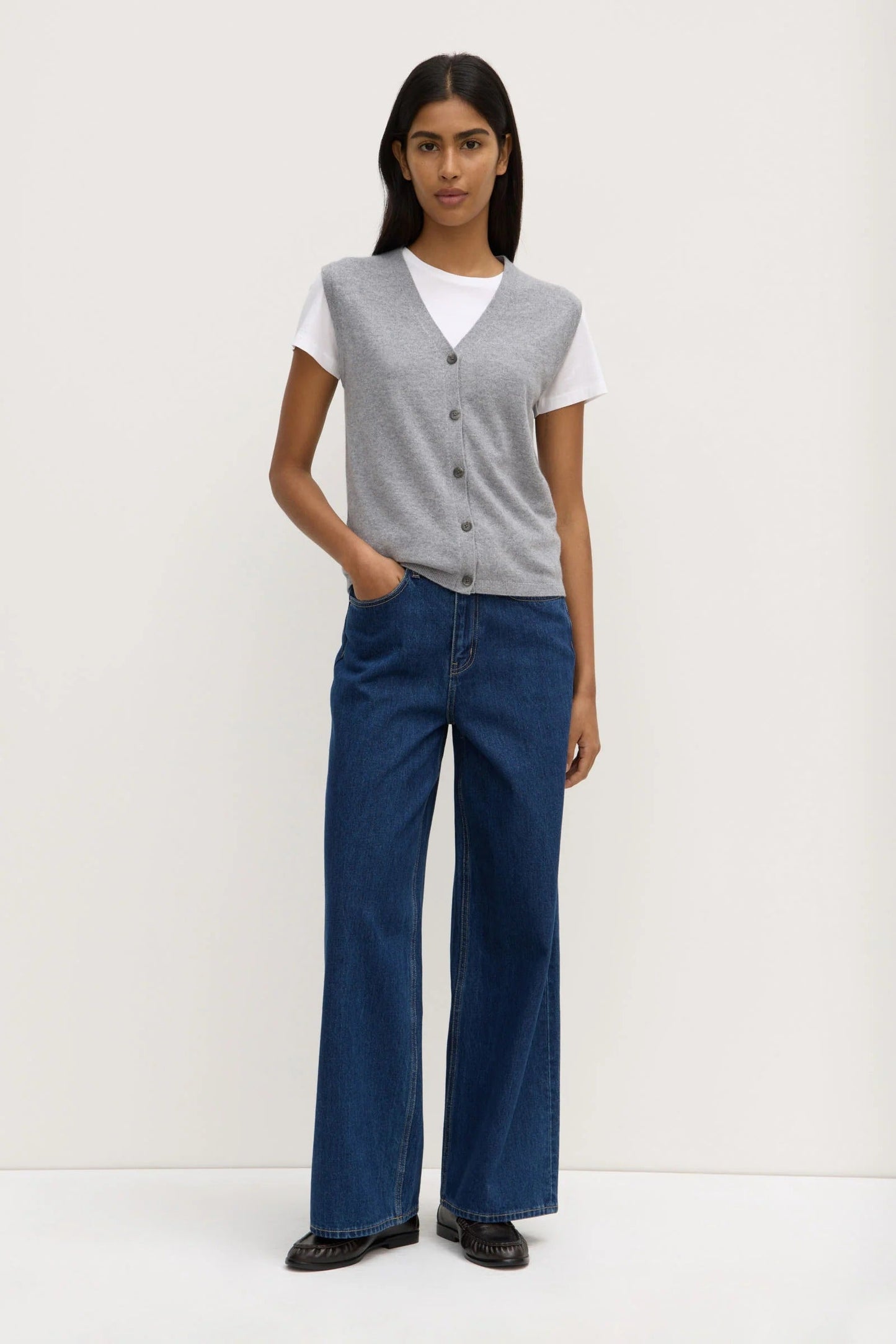 Assembly Label | Lara Cashmere Knit Tank - Grey Marle