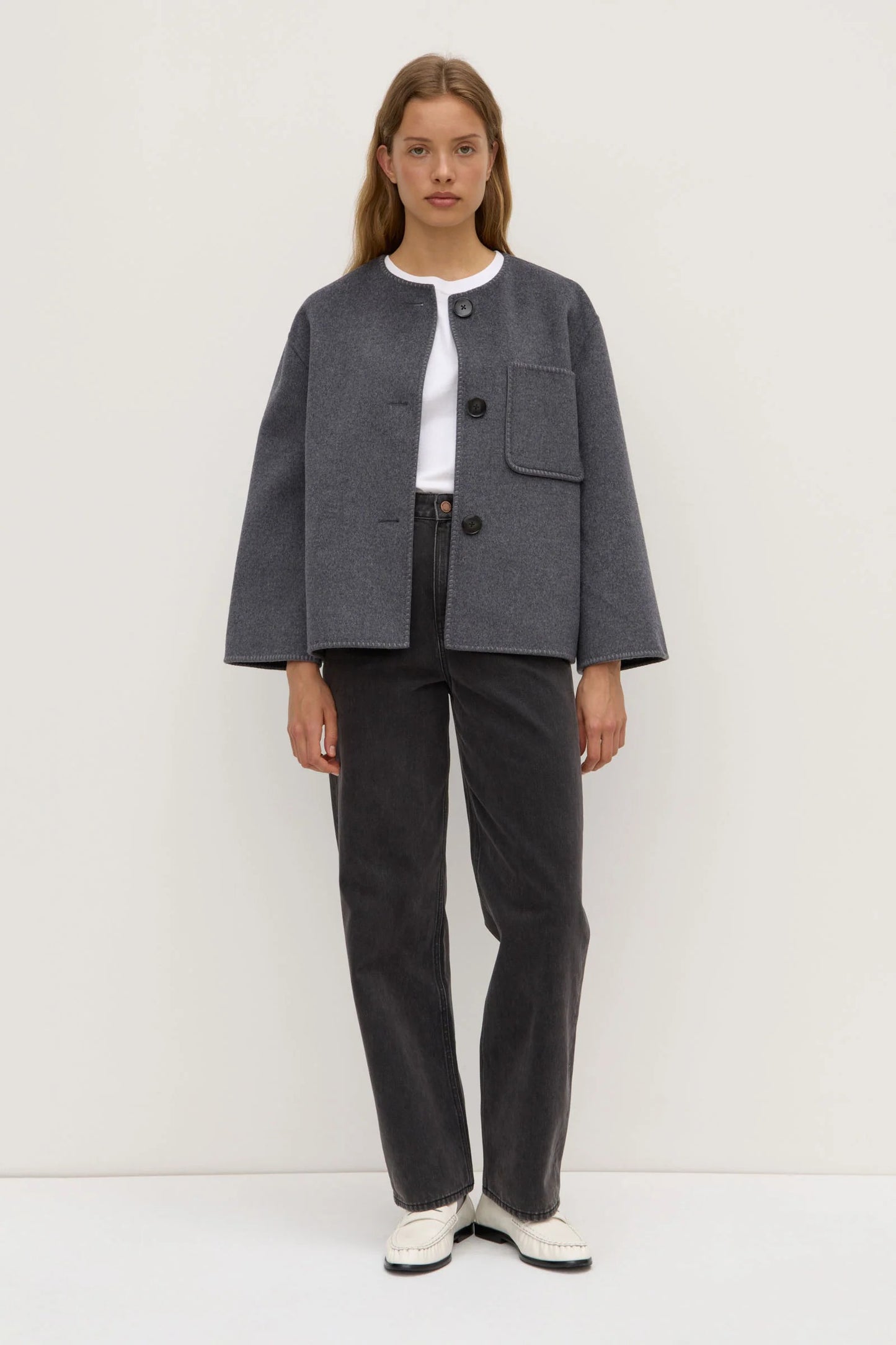 Assembly Label | Camille Wool Cashmere Jacket - Charcoal Marle