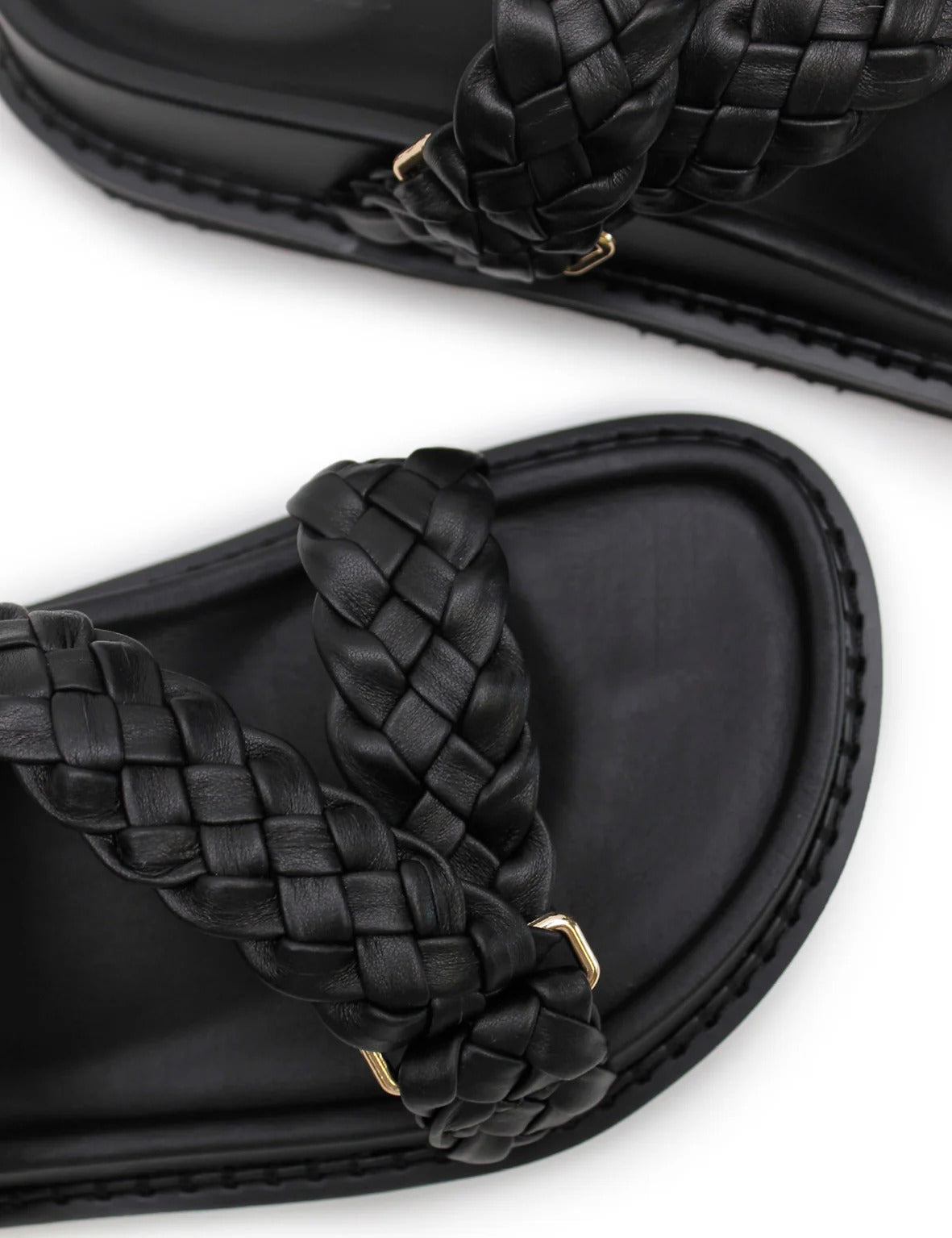 La Tribe | Aki Braided Slide - Black/Gold