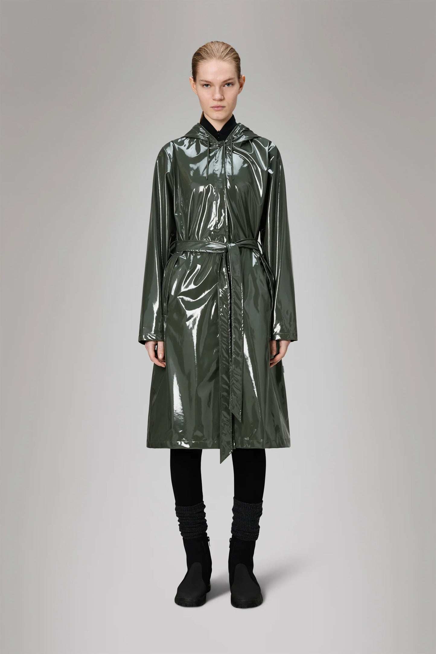 RAINS | A-Line Longer Jacket - Swamp