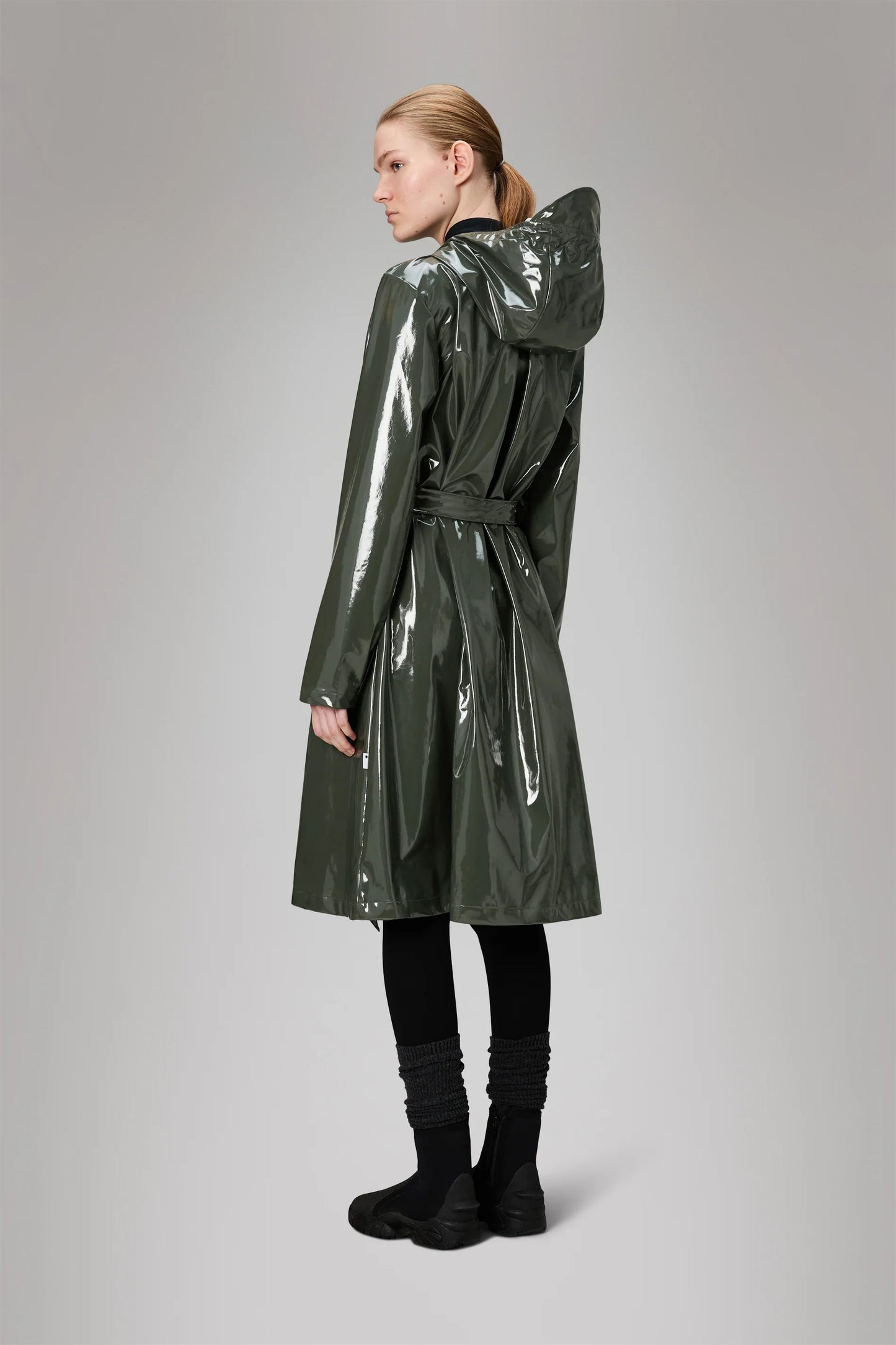 RAINS | A-Line Longer Jacket - Swamp