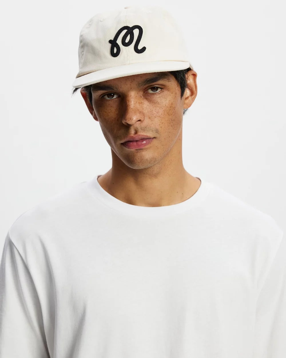Malbon | M Script Chainstitch Painters Hat - Ivory