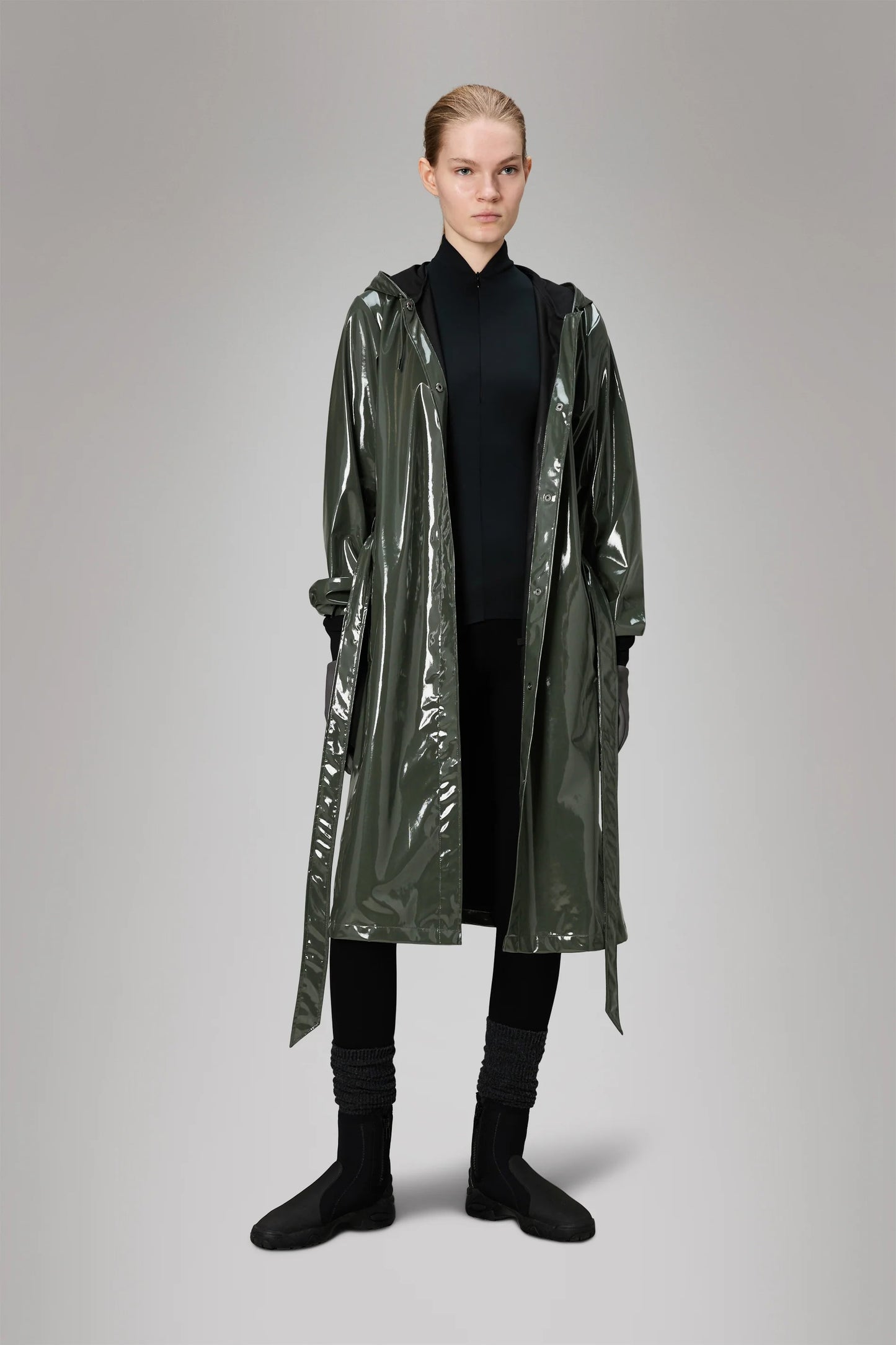 RAINS | A-Line Longer Jacket - Swamp